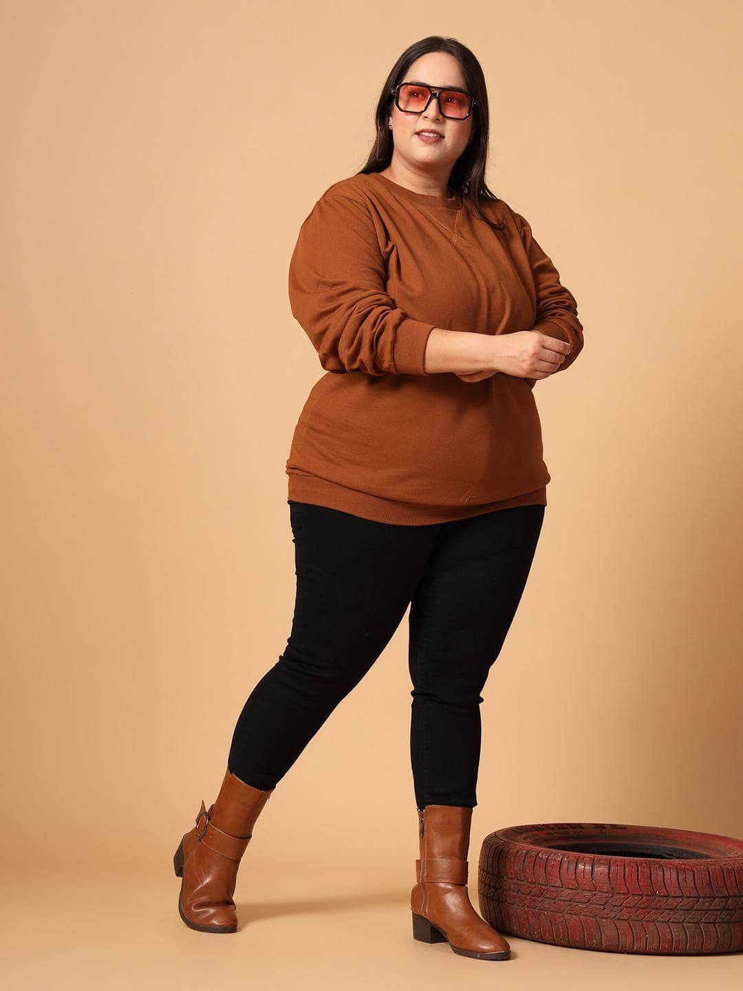 Rigo Plus Size Solid Sweatshirt