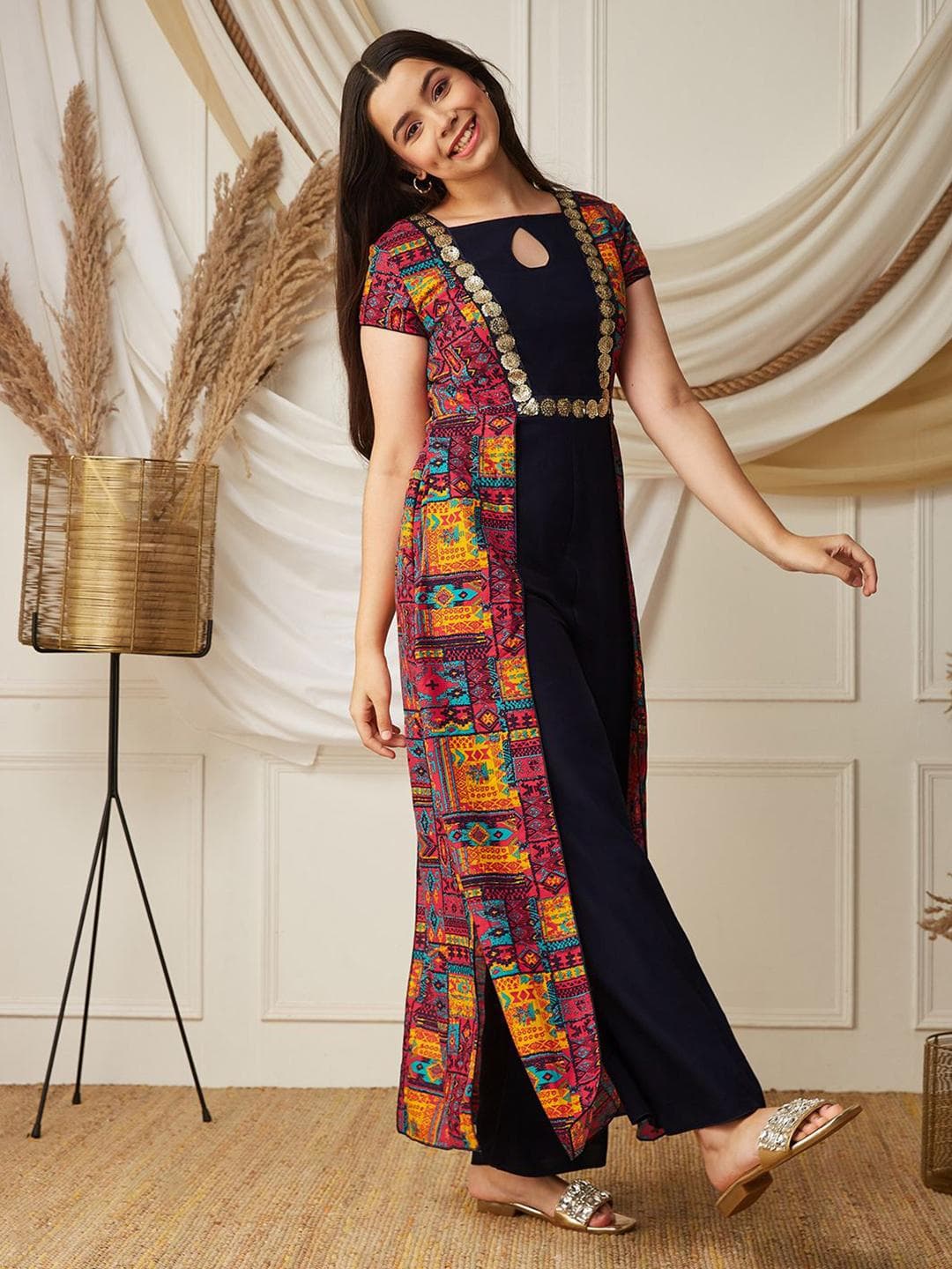 BAESD Girls Bohemian Paneled Keyhole-Neck Jumpsuit