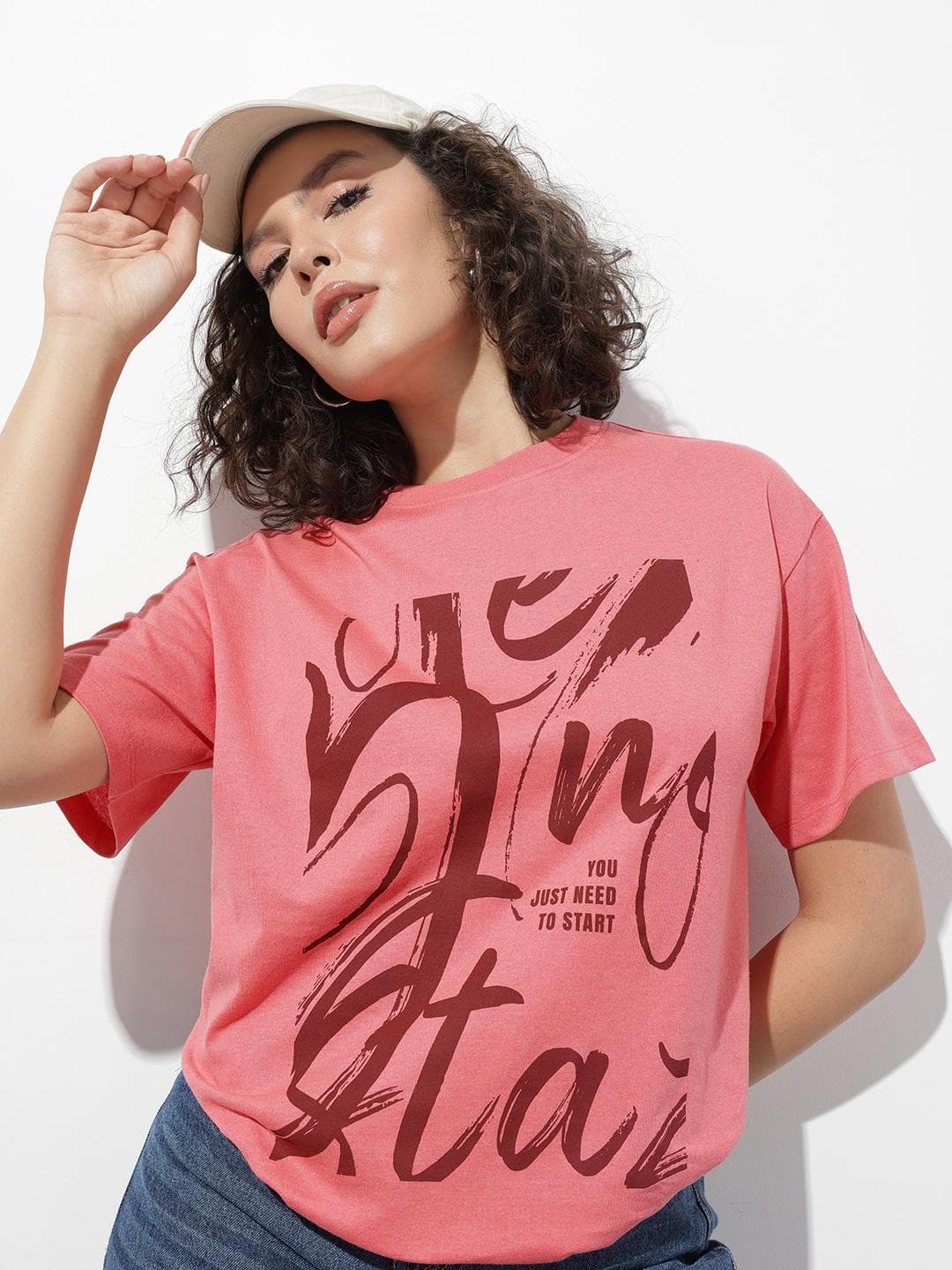The Roadster Life Co. Typography Printed Oversized T-shirt