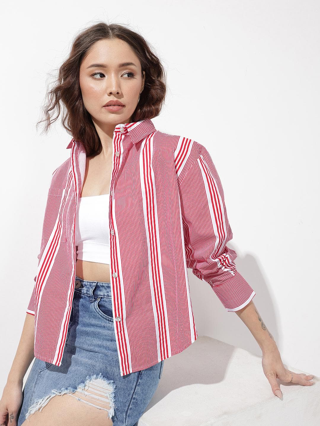 The Roadster Lifestyle Co. Striped Oversized Shirt
