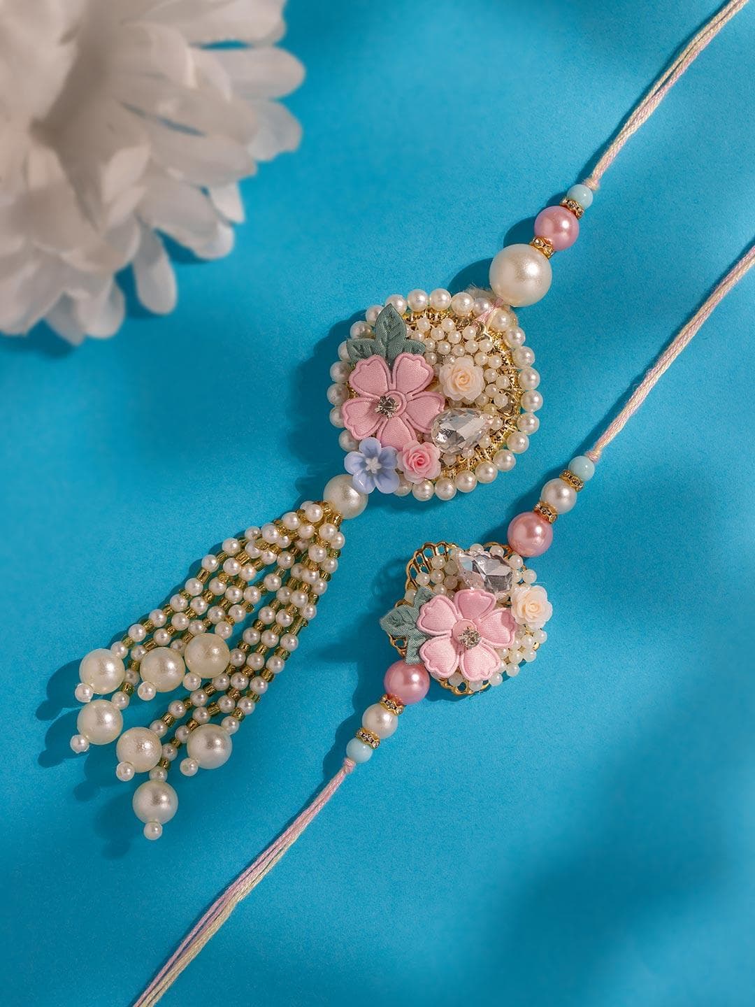 Buy Timeless Designer Floral Bhaiya Bhabhi Rakhi Set - - Accessories for Unisex