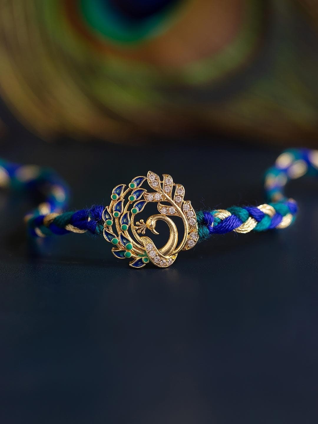 Buy Royal Peacock Stone Thread Rakhi For Brother - - Accessories for Men