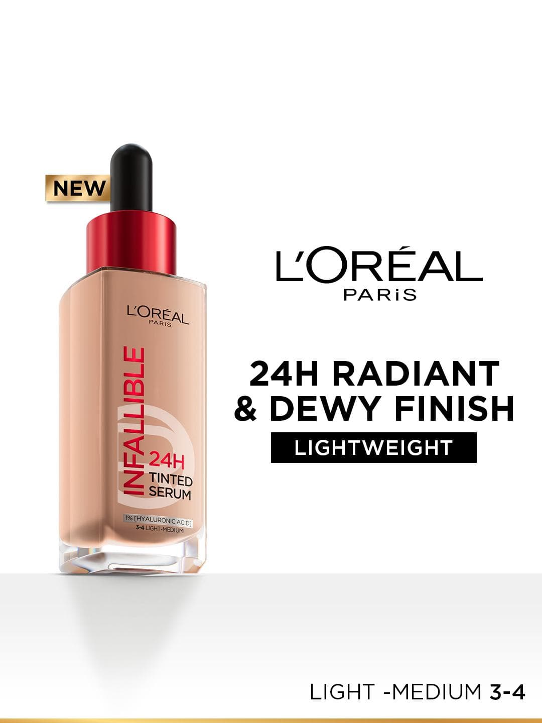Buy LOreal Paris Infallible 24H Lightweight Tinted Serum Foundation 30ml Light Medium 3 4 - - Personal Care for Women