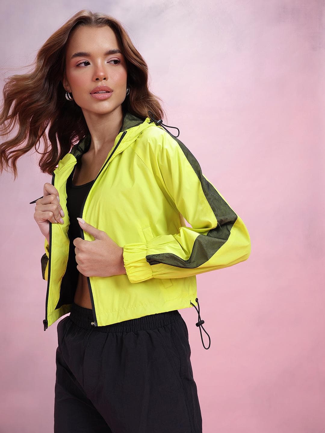 DressBerry Hooded Crop Bomber Jacket