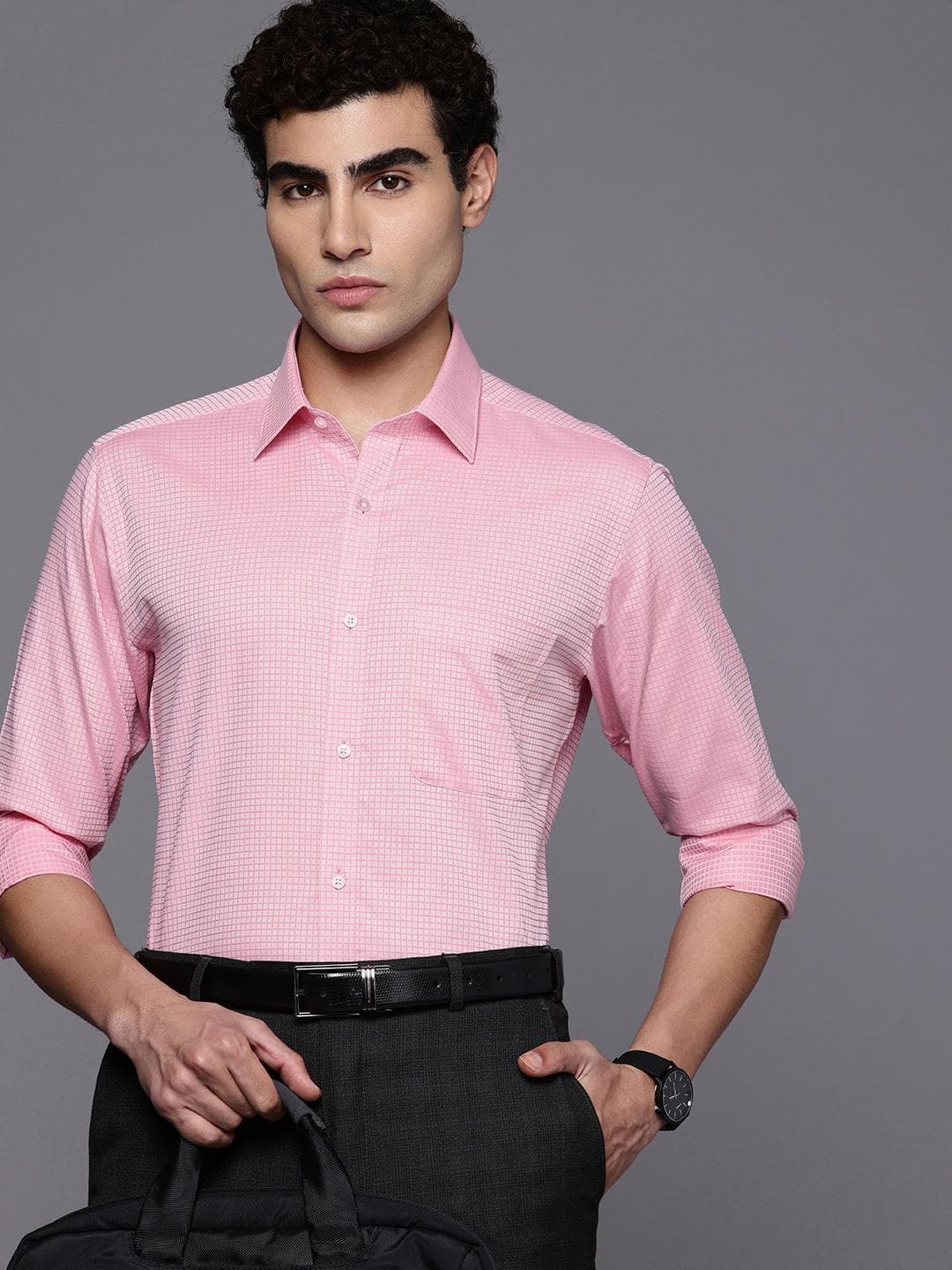 Raymond Pure Cotton Checked Slim Fit Formal Shirt