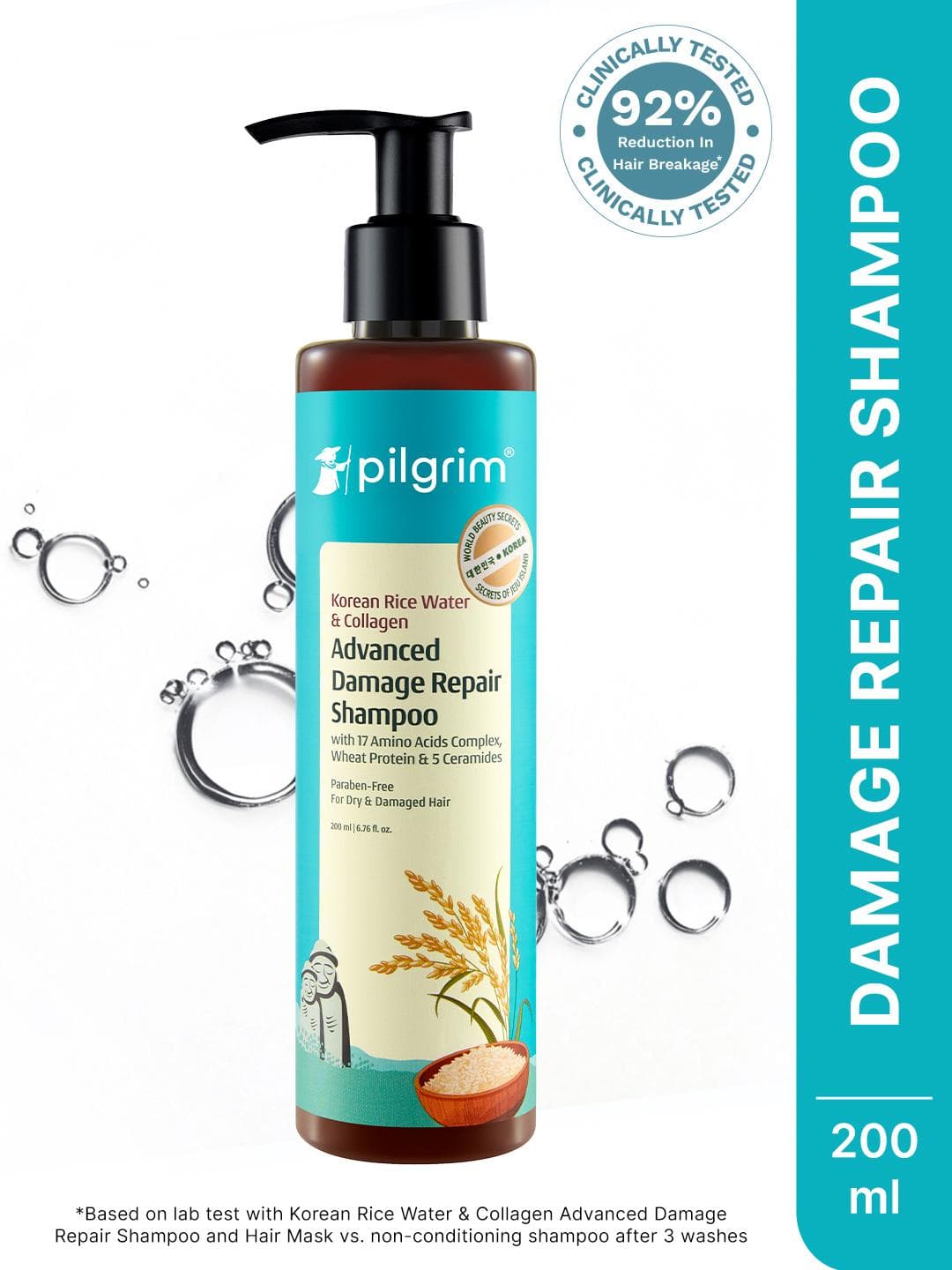 Buy Pilgrim Korean Rice Water & Collagen Advanced Damage Repair Shampoo 200ml - - Personal Care for Unisex