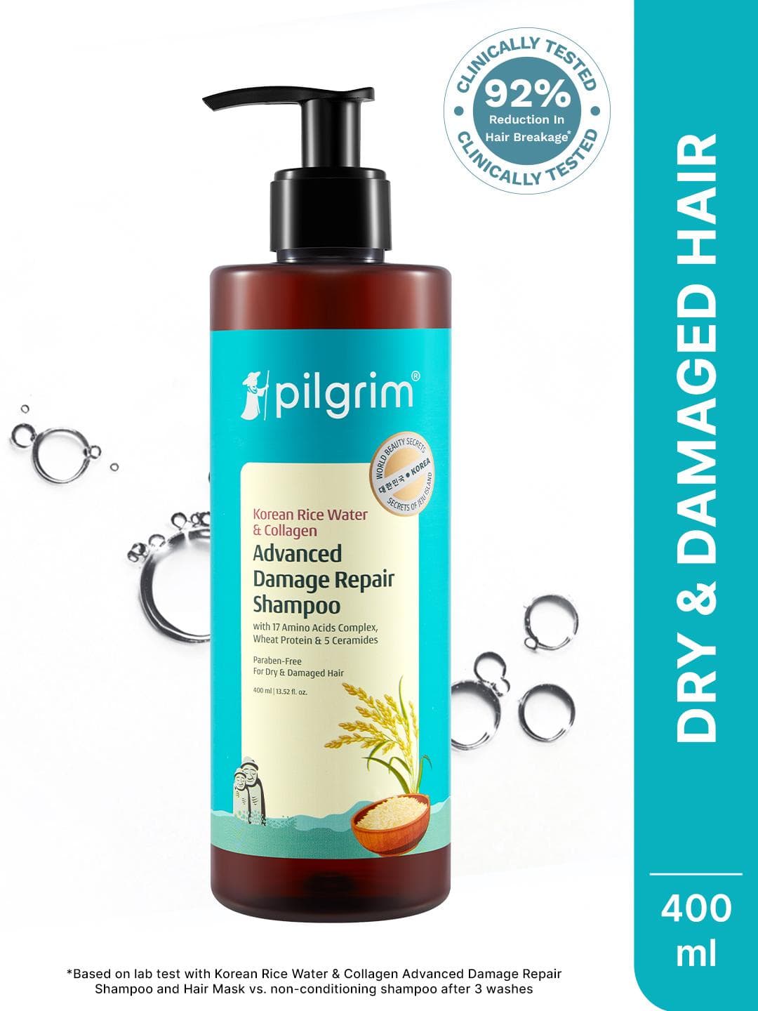 Buy Pilgrim Korean Rice Water & Collagen Advanced Damage Repair Shampoo 400 Ml - - Personal Care for Unisex