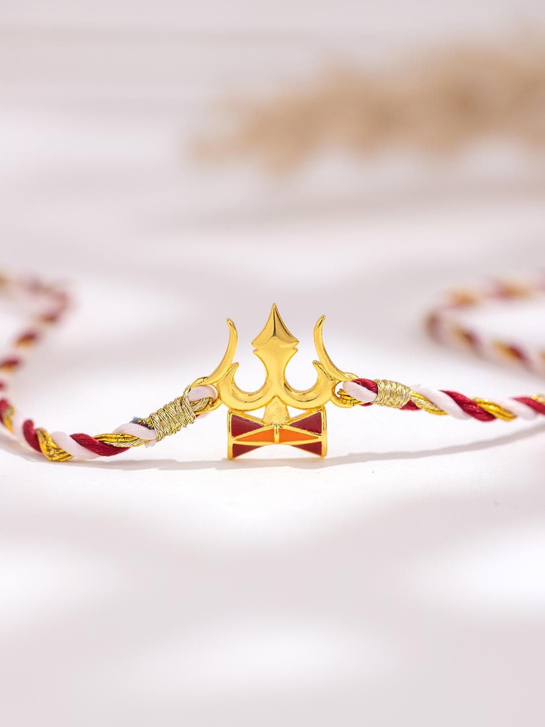 Buy Divine Trishul Designer Brass Rakhi For Brother - - Accessories for Men