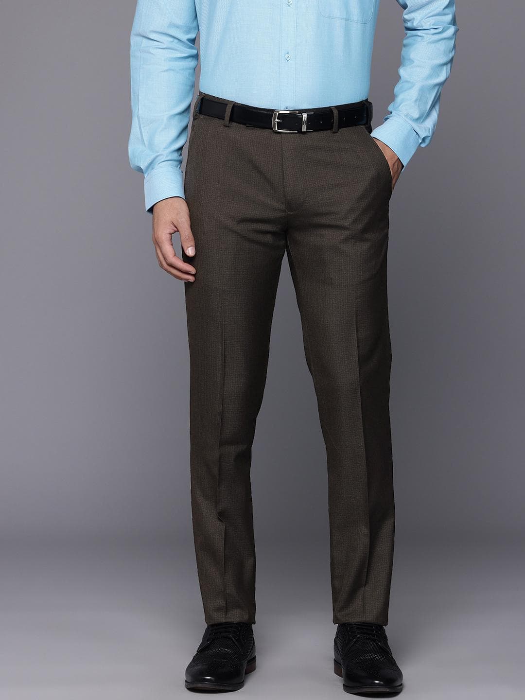 Raymond Men Checked Slim Fit Formal Trousers