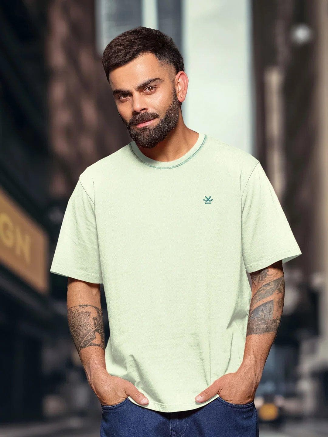 WROGN Pure Cotton Short Sleeves Round Neck Oversized T-shirt