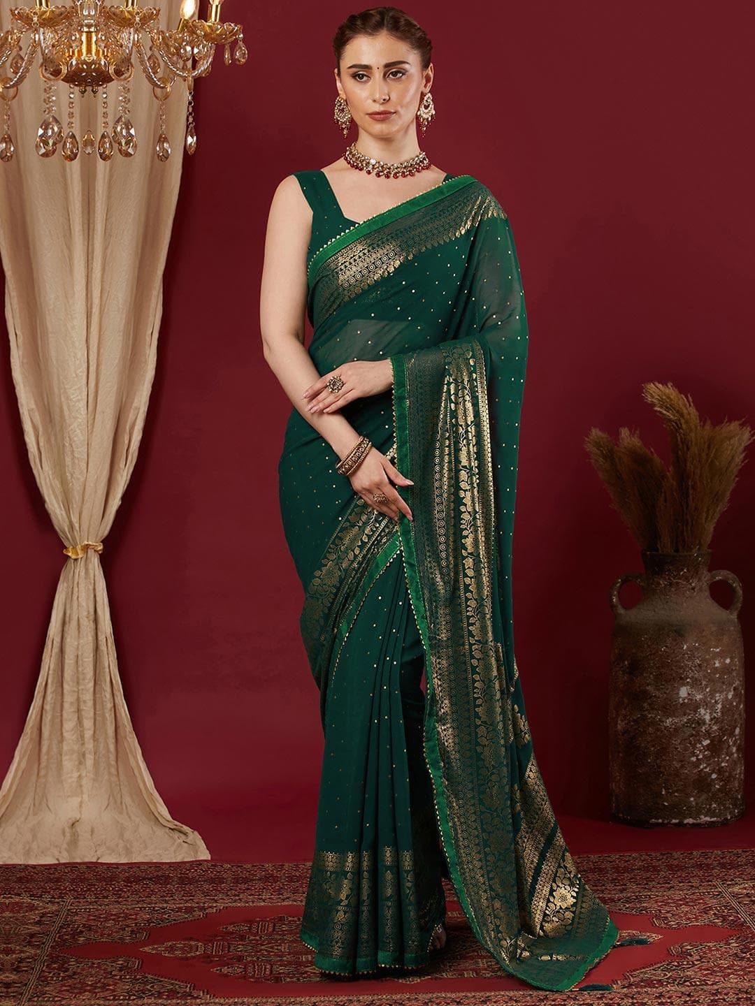 KALINI Women Woven Design Saree With Unstiched Blouse Piece