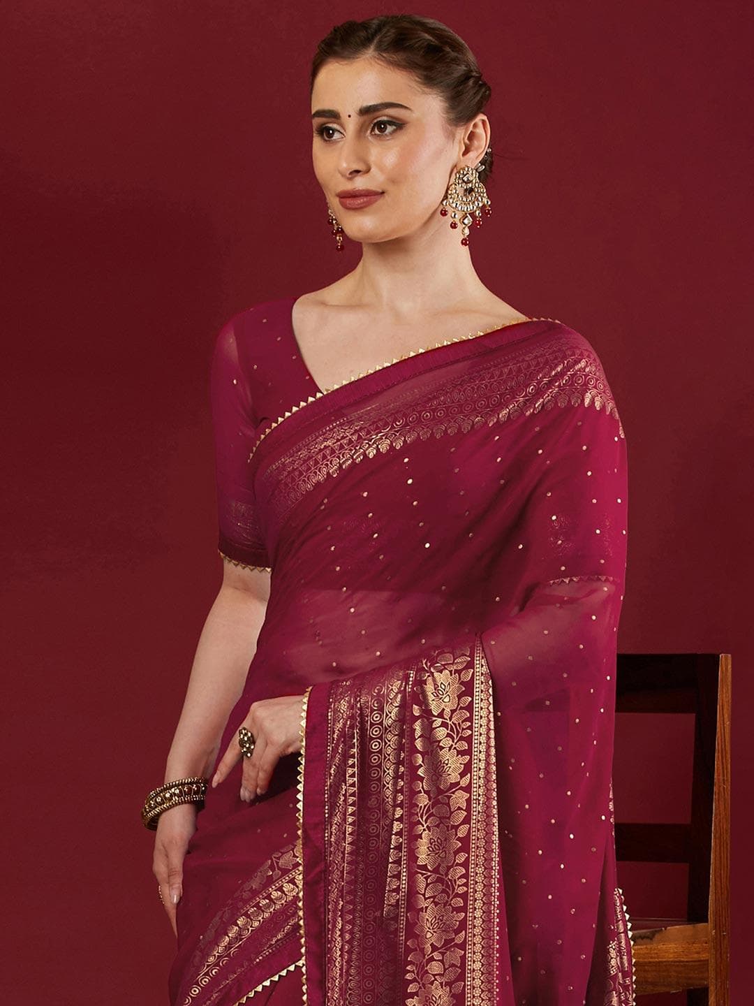KALINI Women Woven Design Saree With Unstiched Blouse Piece