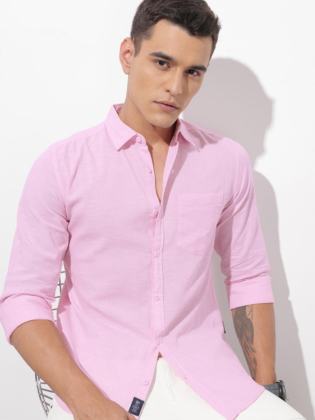 The Roadster Lifestyle Co. Solid Cotton Linen Shirt