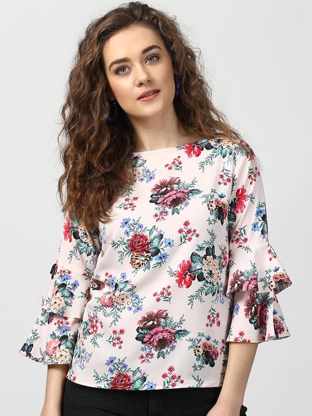 Harpa Women Cream-Coloured Printed Top
