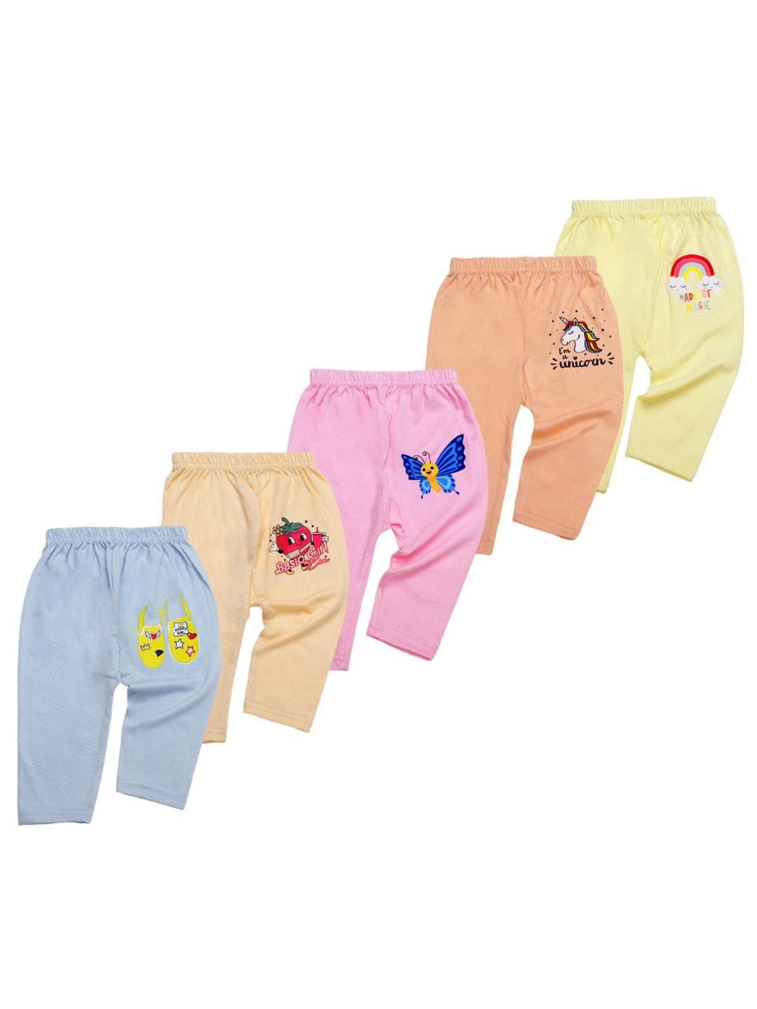 Superminis Infants Pack Of 5 Cotton Mid-Rise Track Pants
