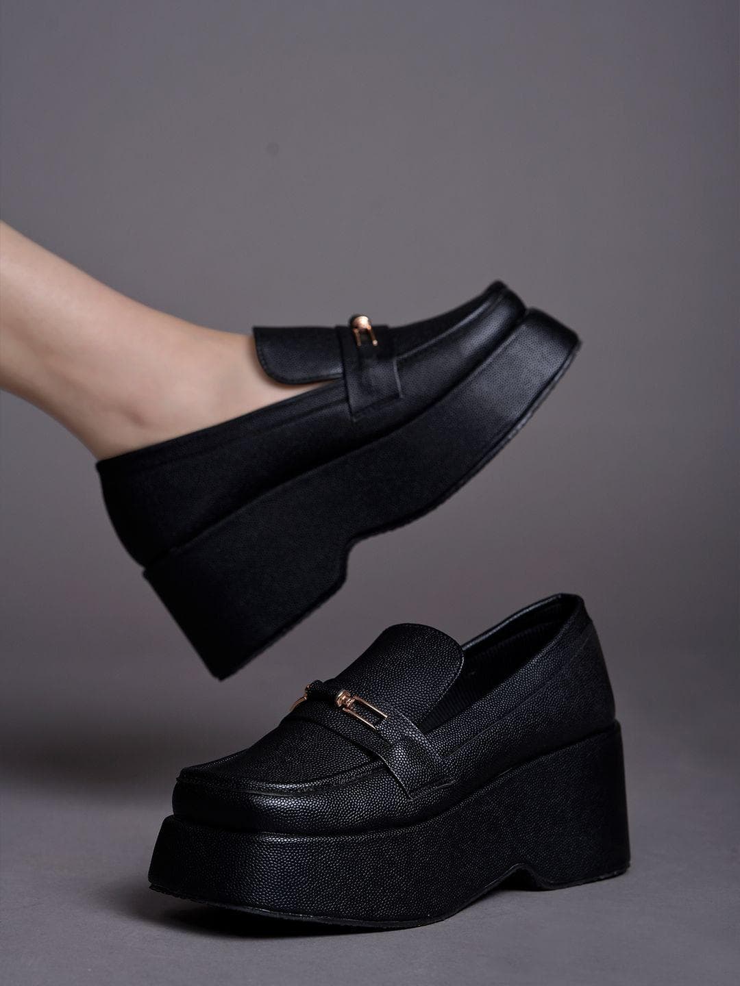 Stylestry Women Square Toe Slip-On Horsebit Loafers