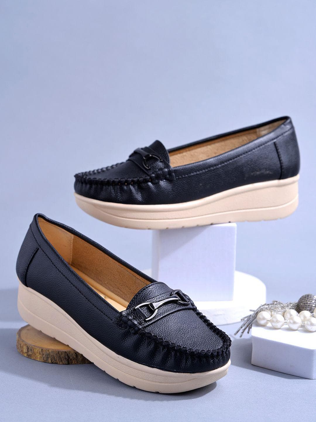Stylestry Women Slip-On Round Toe Horsebit Loafers
