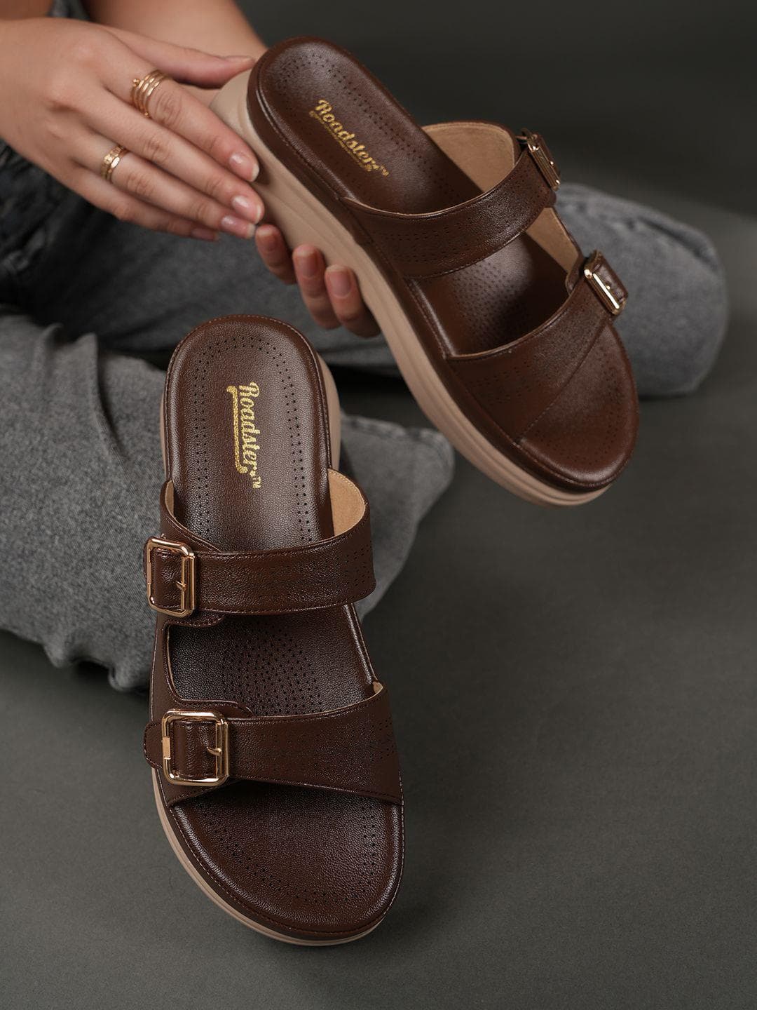 The Roadster Lifestyle Co. Women Buckles Platform Heel Sandal
