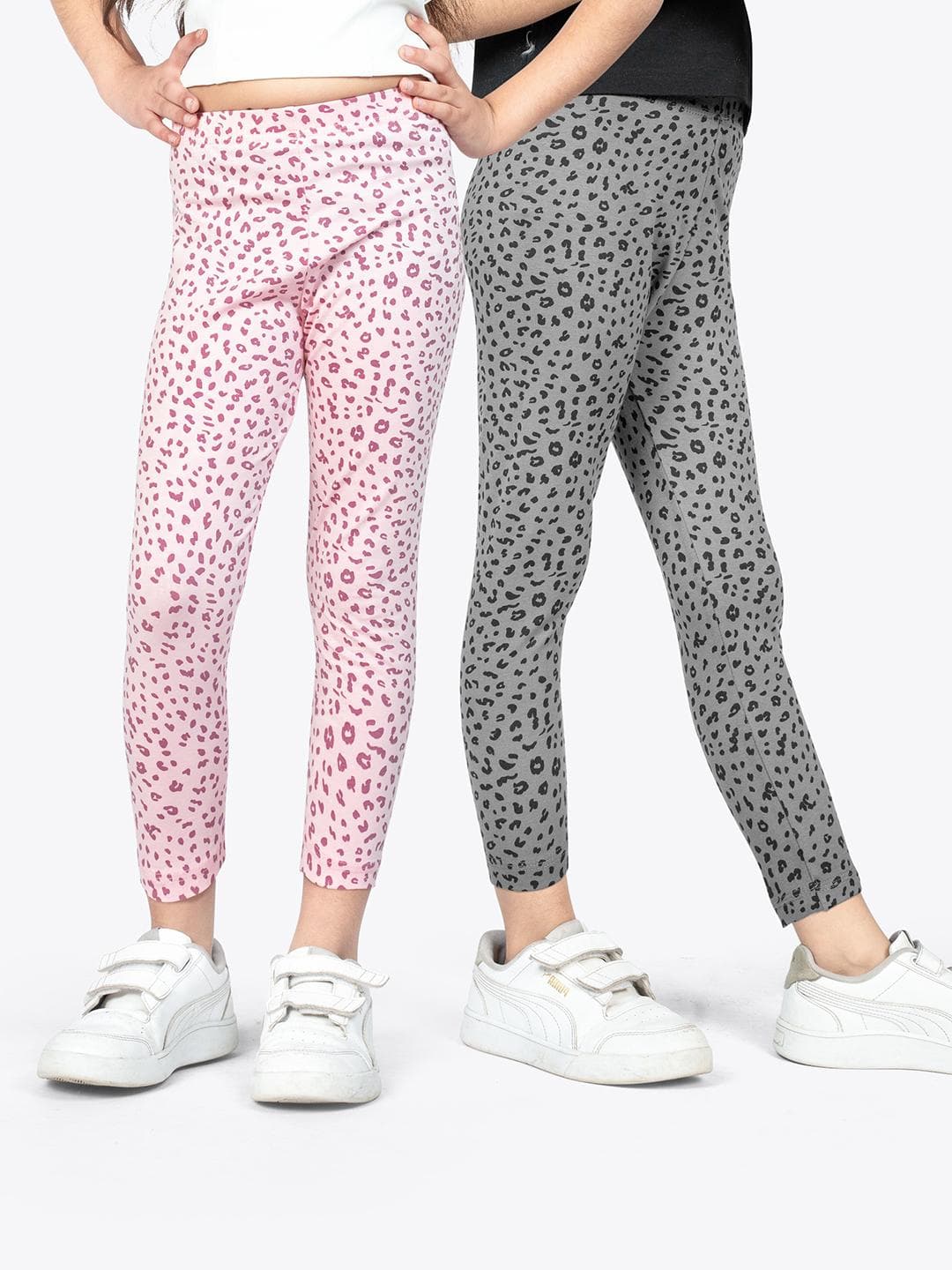 ariel Girls Pack Of 2 Printed Non-Transparent Pure Cotton Ankle Length Leggings