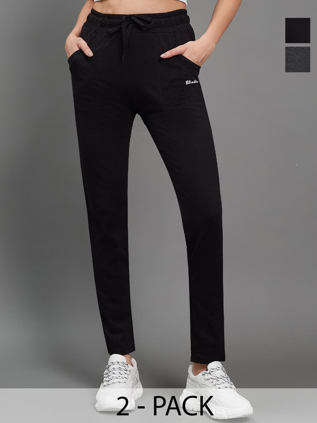 Blinkin Women Pack Of 2 Cotton Mid-Rise Track Pants