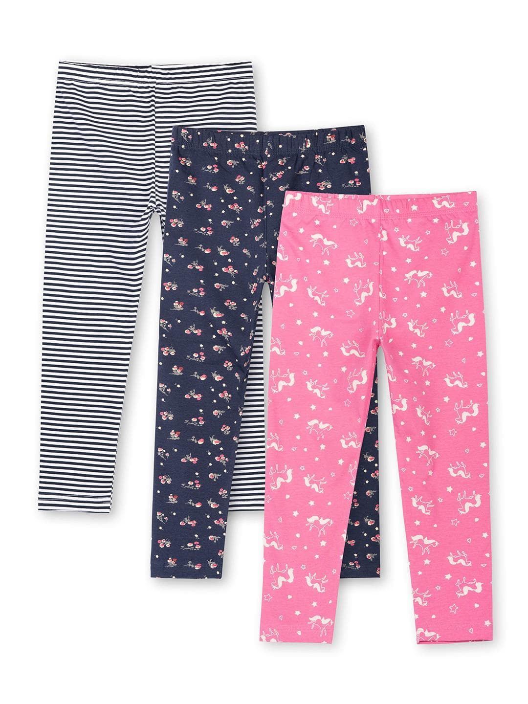 ariel Girls Pack Of 3 Printed Cotton Ankle-Length Leggings