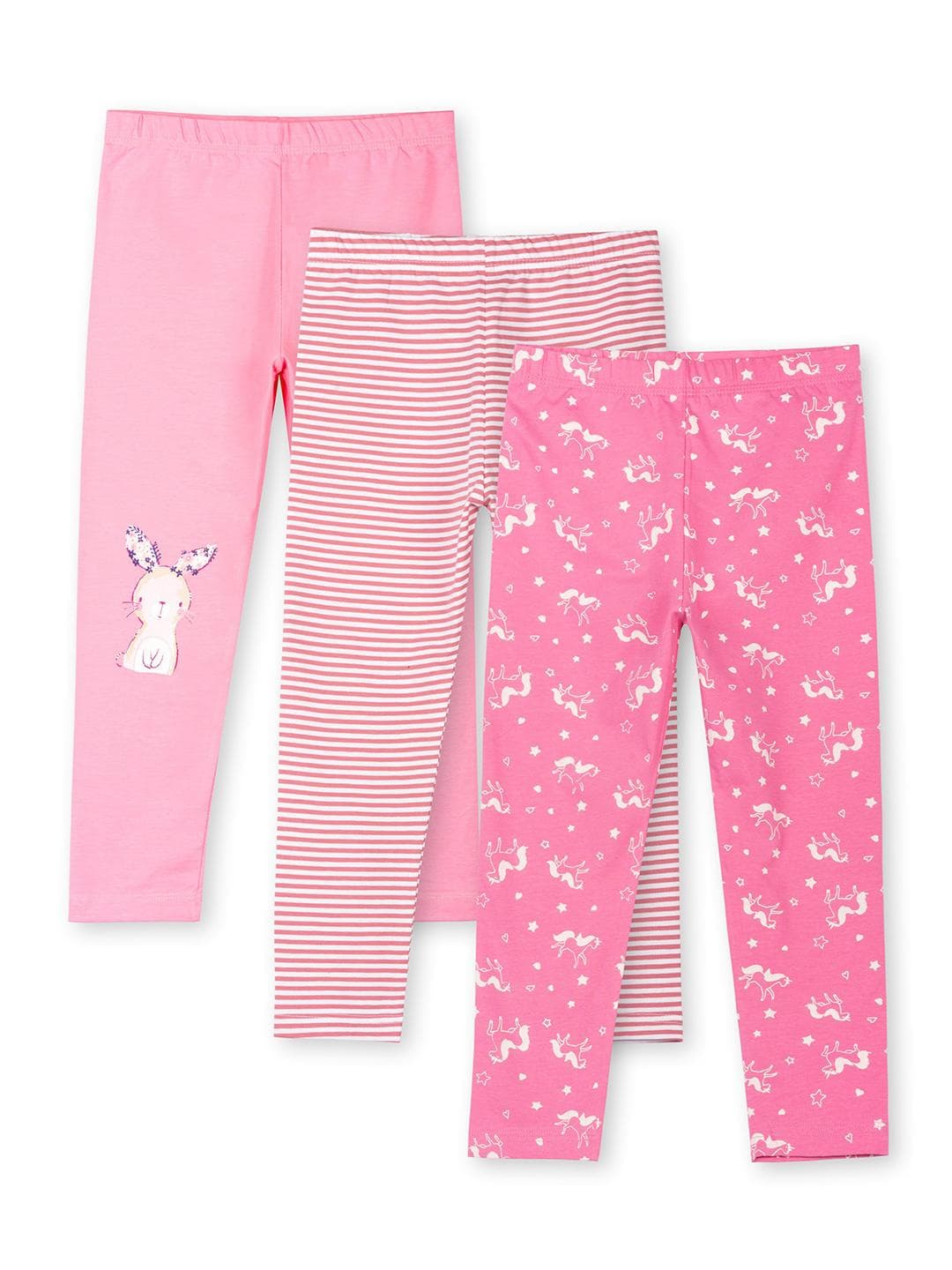 ariel Girls Pack Of 3 Printed Pure Cotton Ankle-Length Leggings