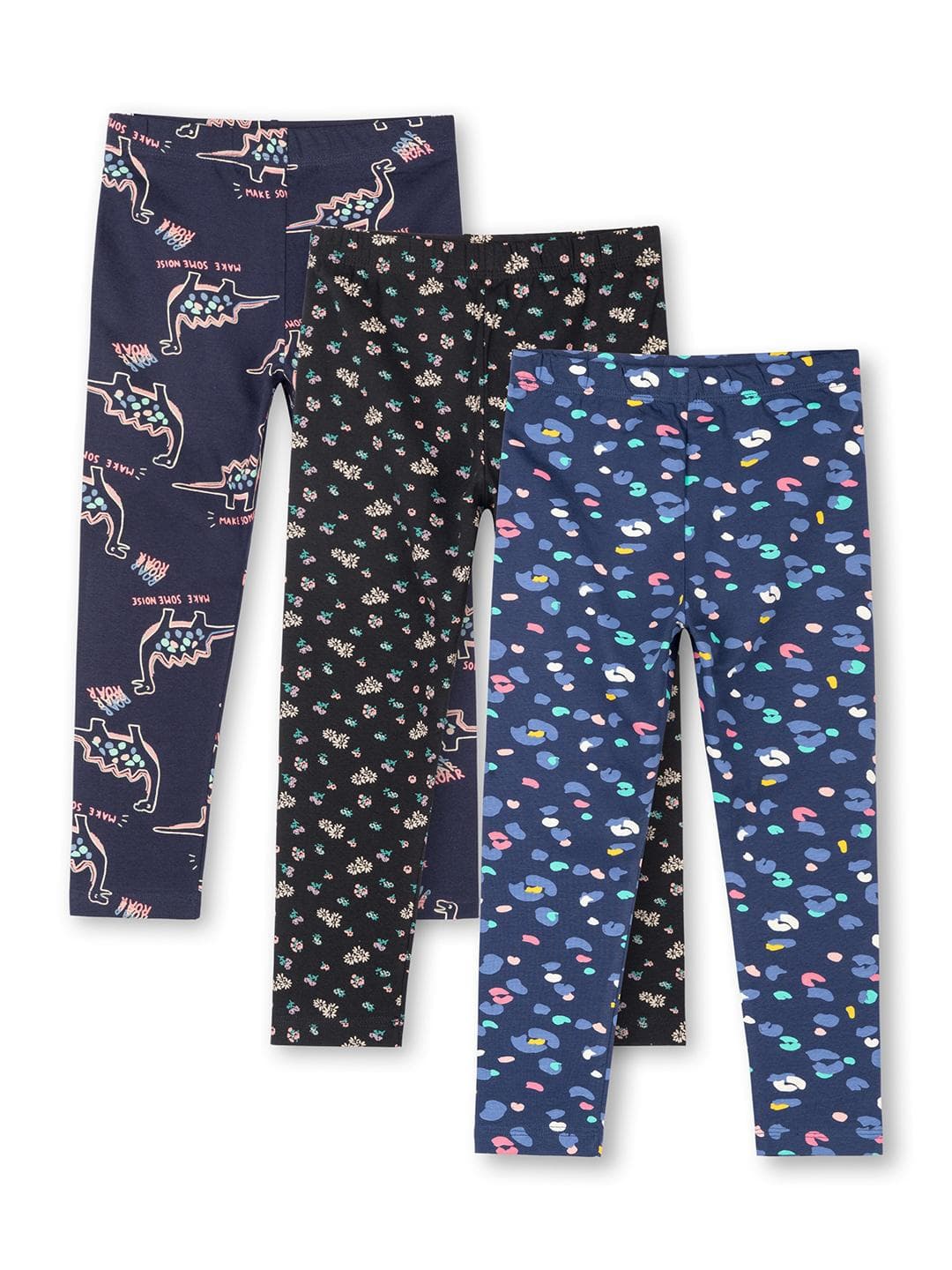 ariel Girls Pack Of 3 Graphic Printed Cotton Ankle-Length Leggings