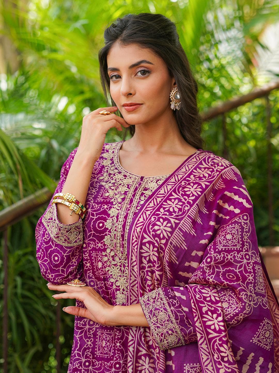AHIKA Women Ethnic Motifs Printed Kurta with Trouser & Dupatta