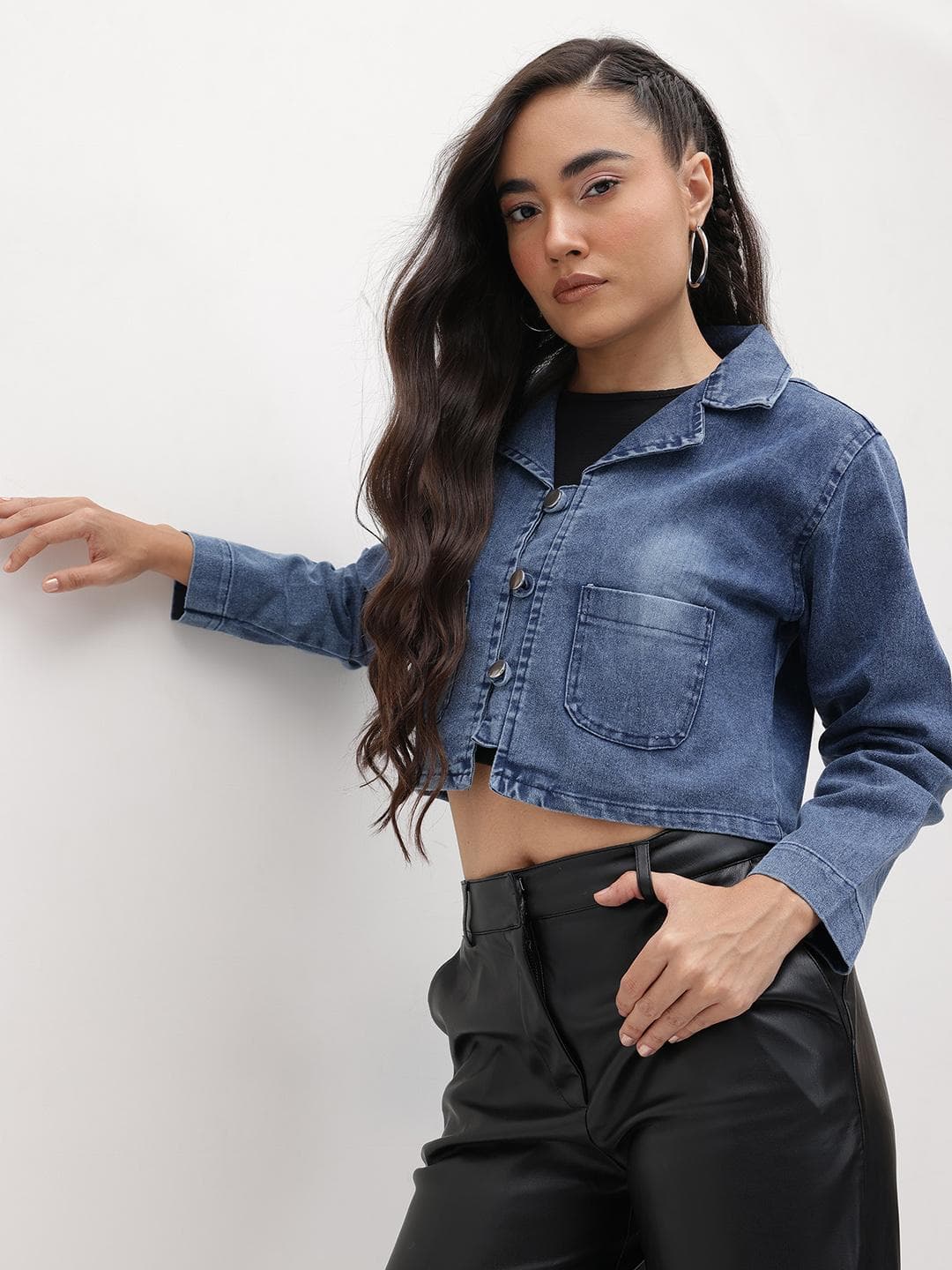 The Roadster Lifestyle Co. Women Lightweight Crop Denim Jacket