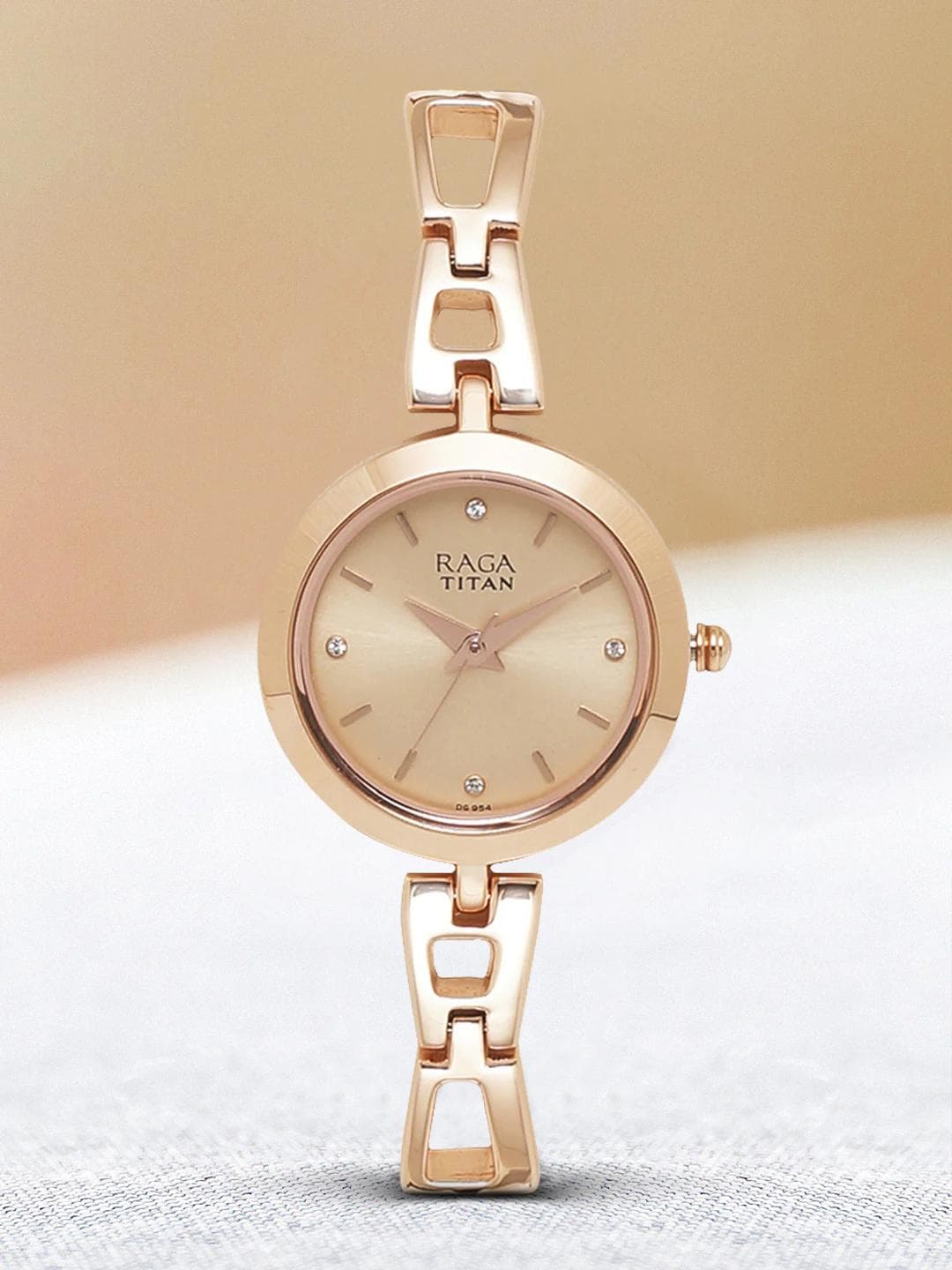 Titan Raga Quartz Analog With Champagne Dial Watch For Women - Nt2540wm06