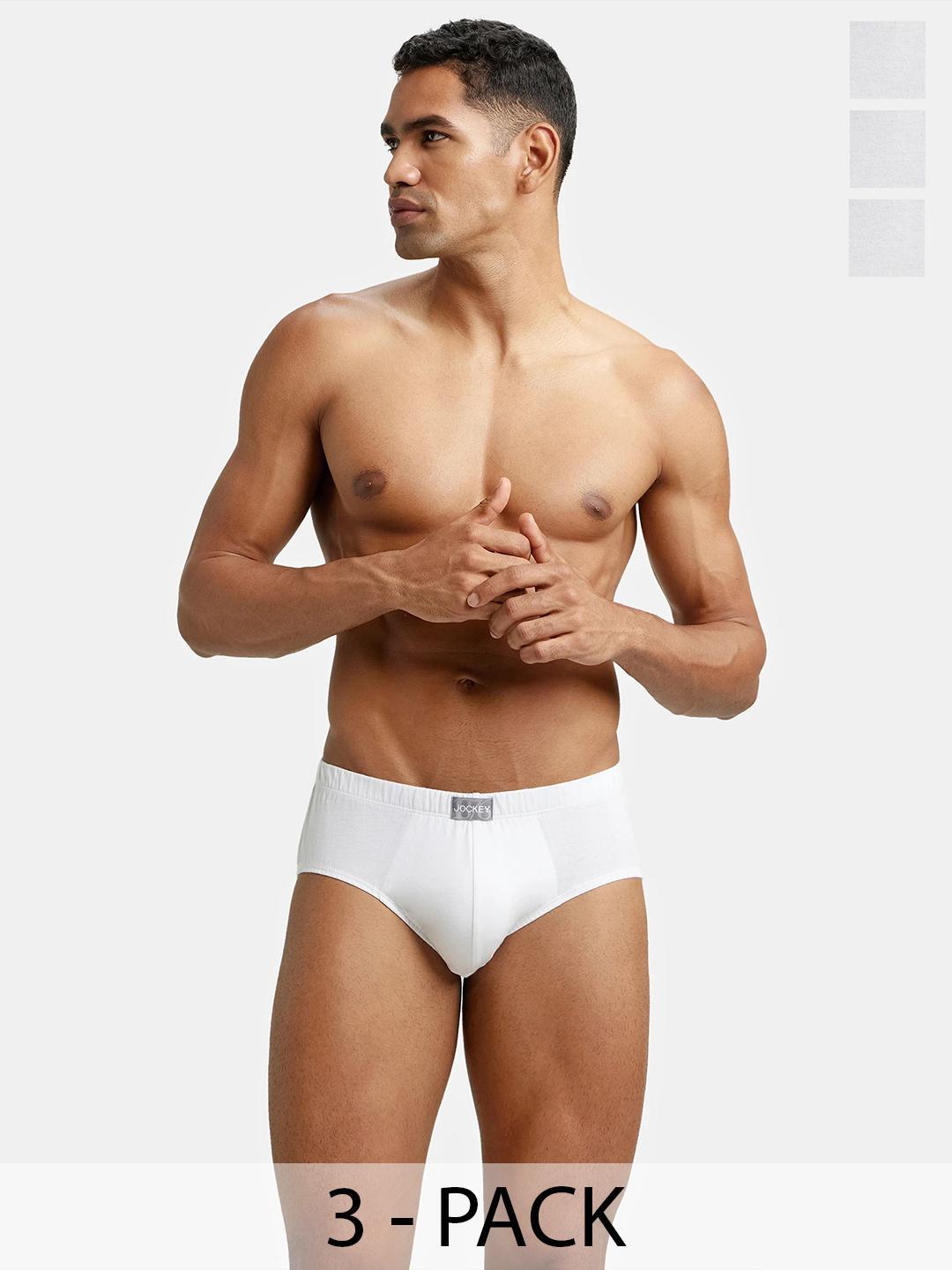 Buy Jockey Pack Of 3 Super Combed Cotton Solid Brief With Ultrasoft Concealed Waistband 8035 - - Apparel for Men