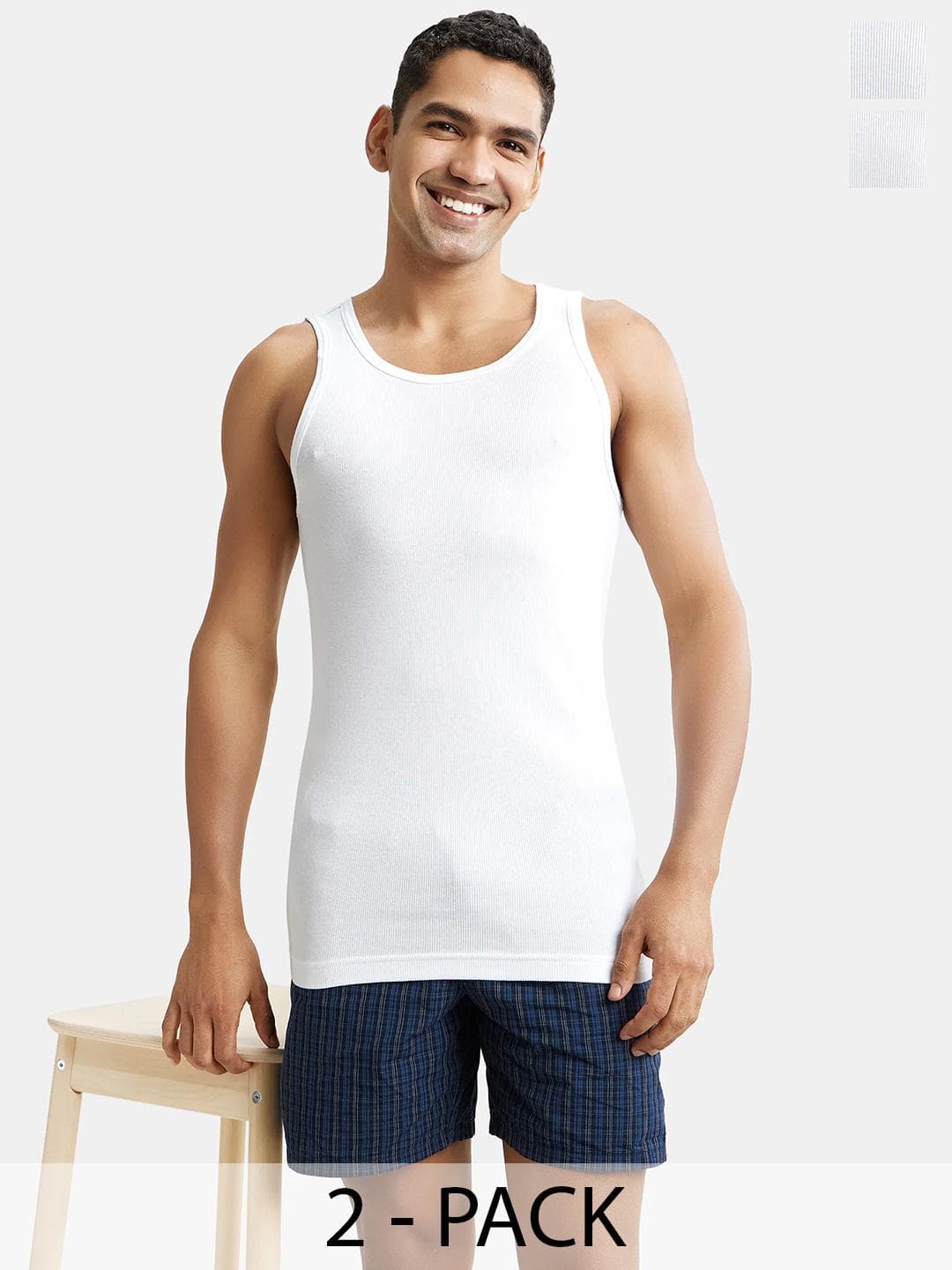 Buy Pack Of 2 Super Combed Cotton Rib Innerwear Vest With StayFresh Properties 8823 - - Apparel for Men