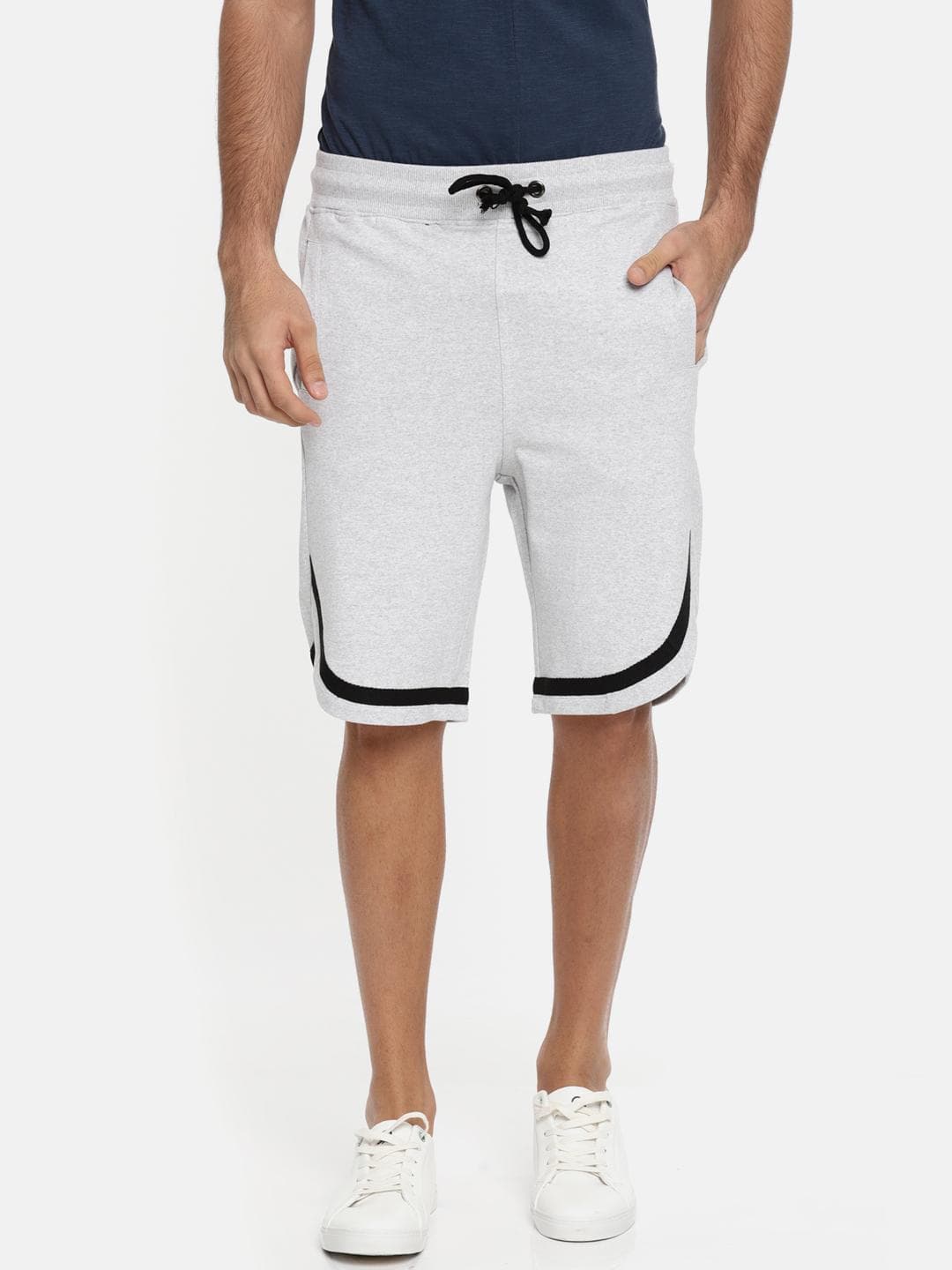 ARISE Men Grey Melange Solid Shorts