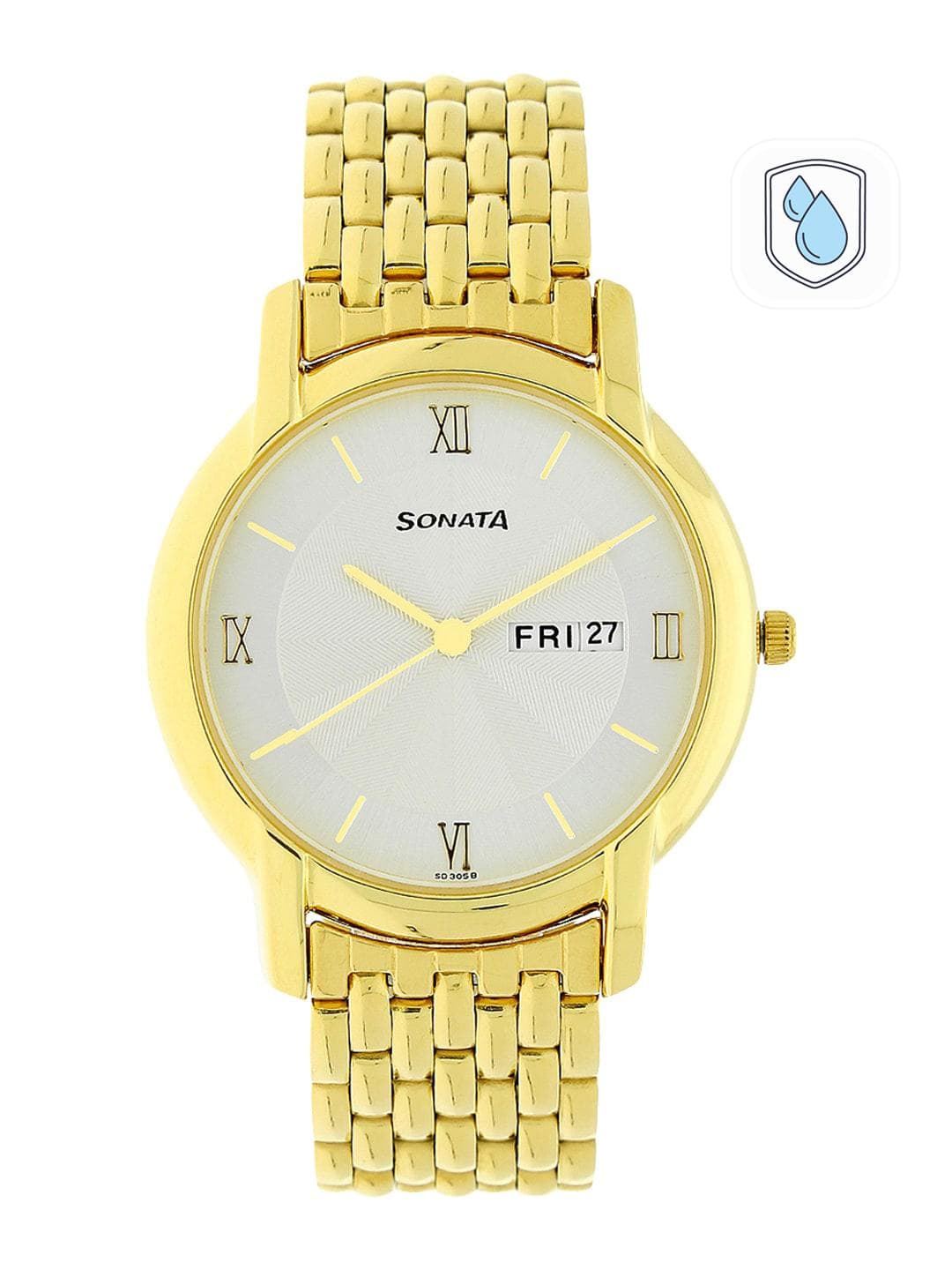 Sonata Quartz Analog With White Dial Watch For Men - Np7954ym01w