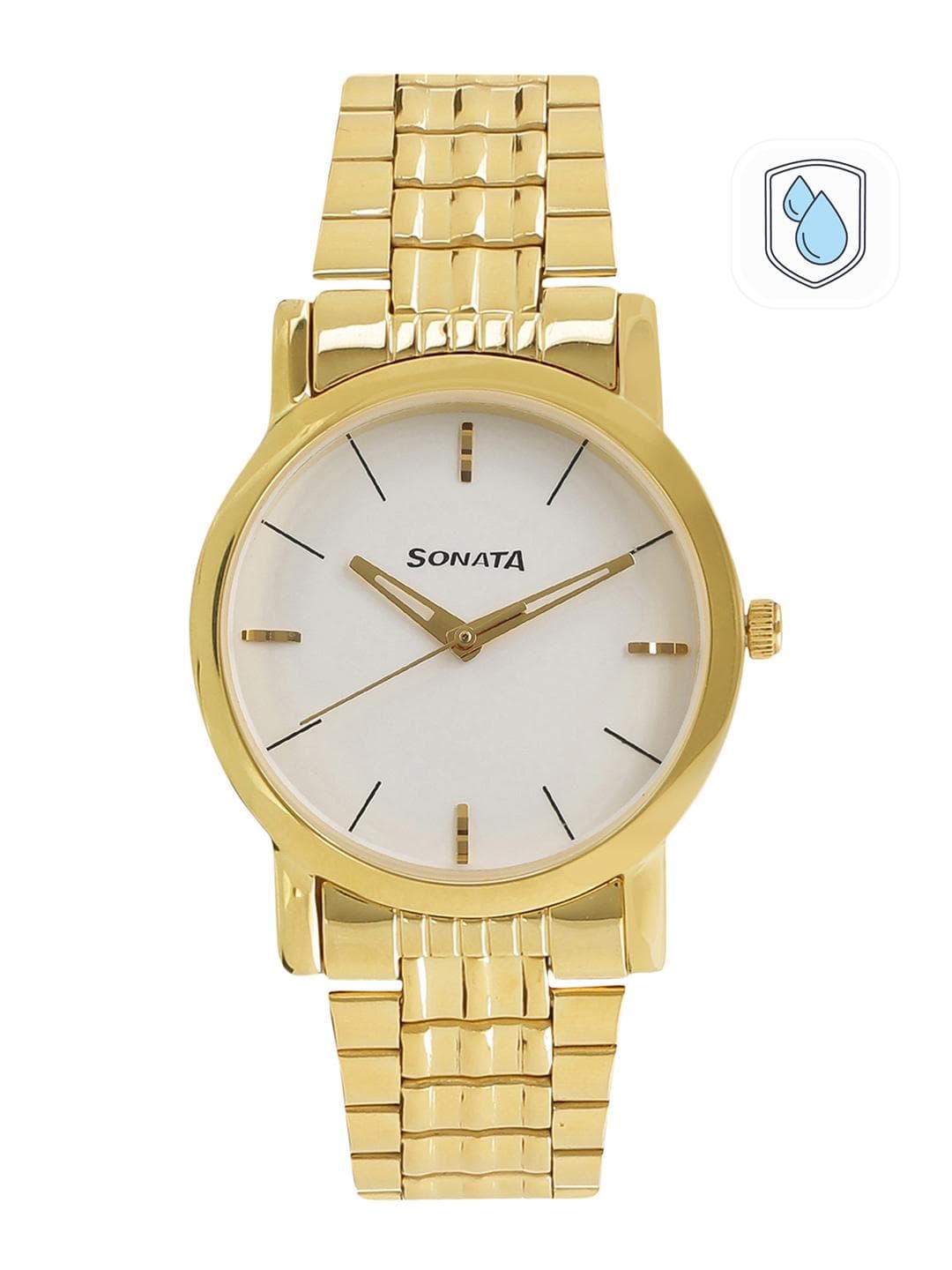 Sonata Quartz Analog With White Dial Watch For Men - Np7987ym05w