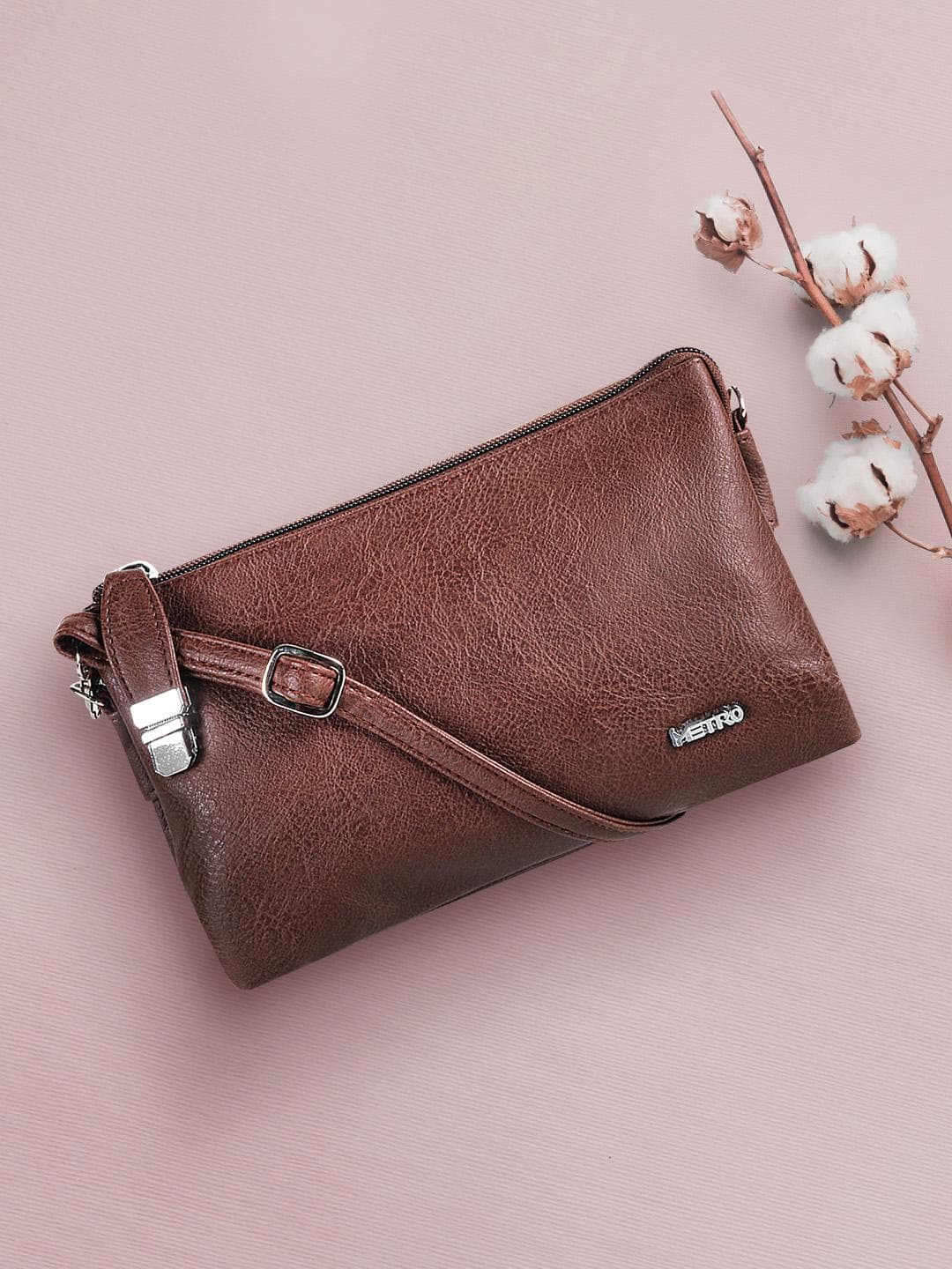 Metro Brown Solid Sling Bag