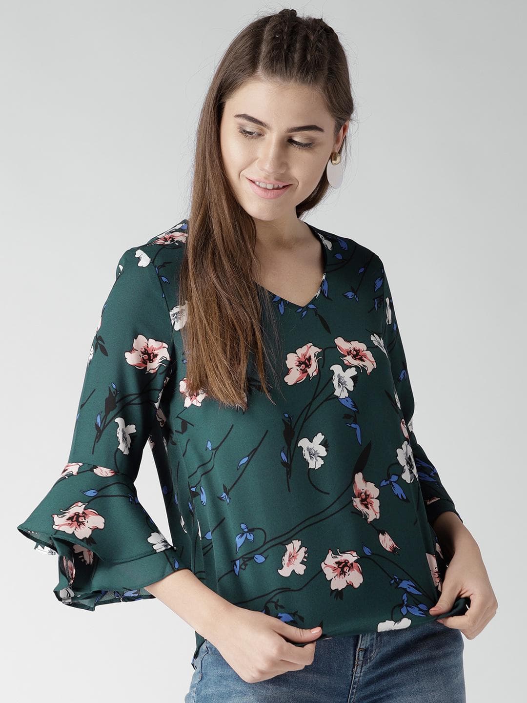 Harpa Women Green Printed Top