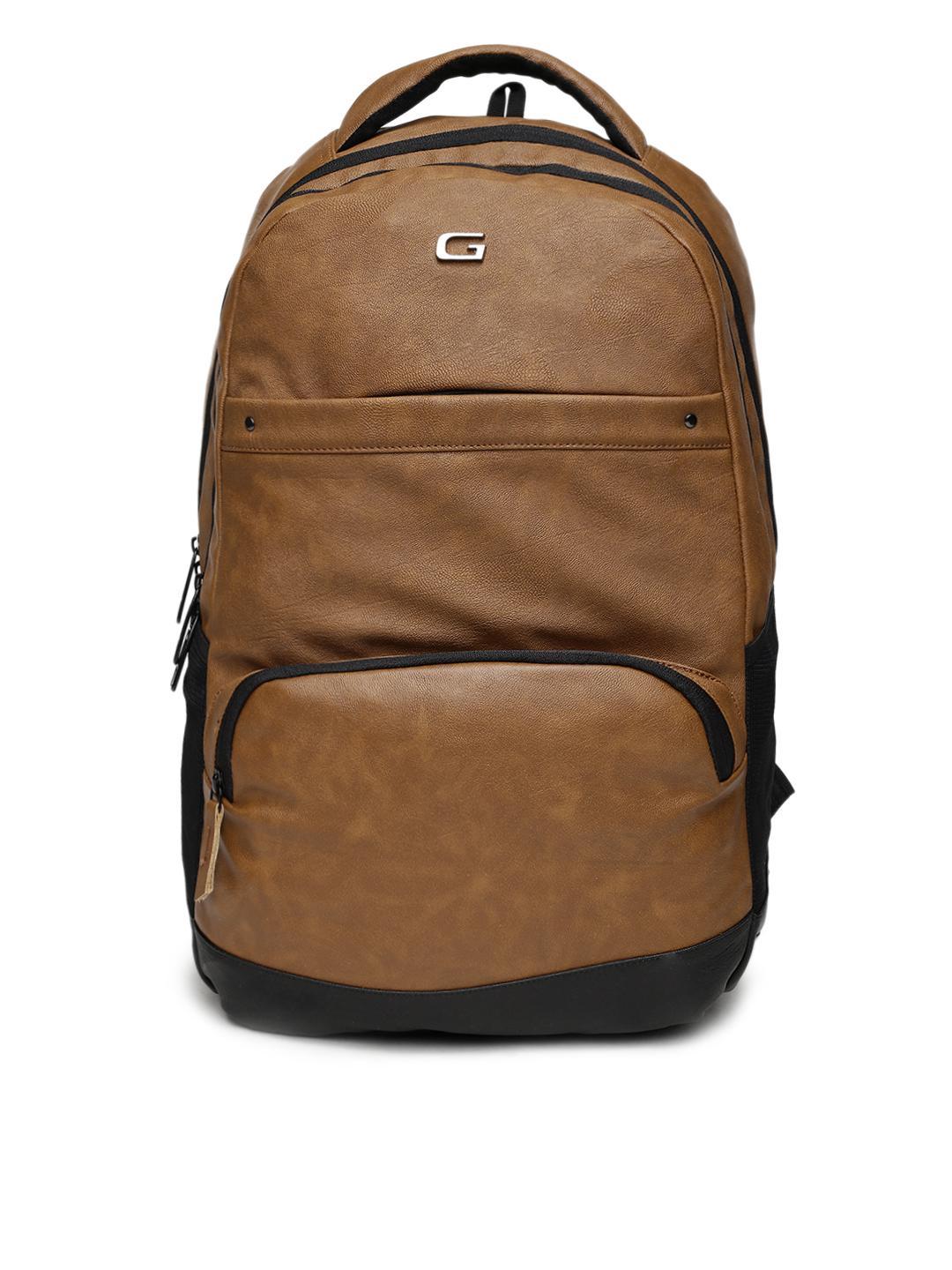 Buy Gear Unisex Brown Faux Leather Solid Backpack - - Accessories for Unisex