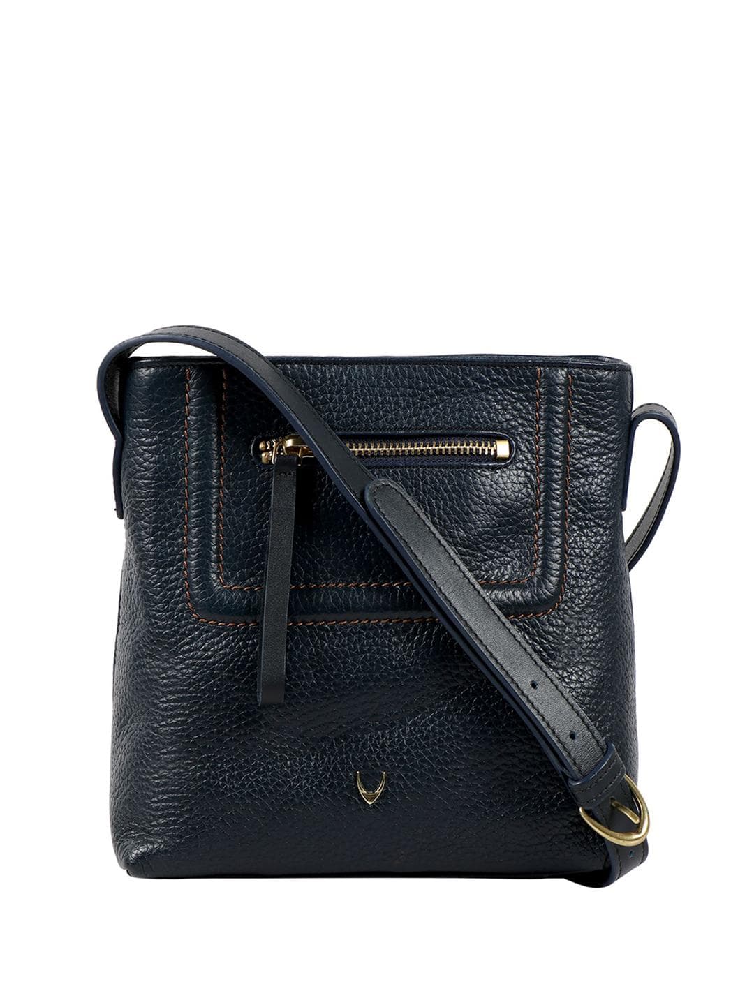 Hidesign Navy Blue Textured Leather Sling Bag
