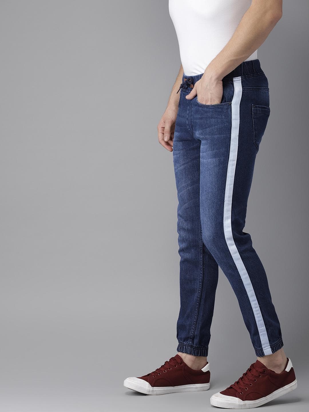 CAHOOT Men Blue Jogger Mid-Rise Clean Look Stretchable Jeans