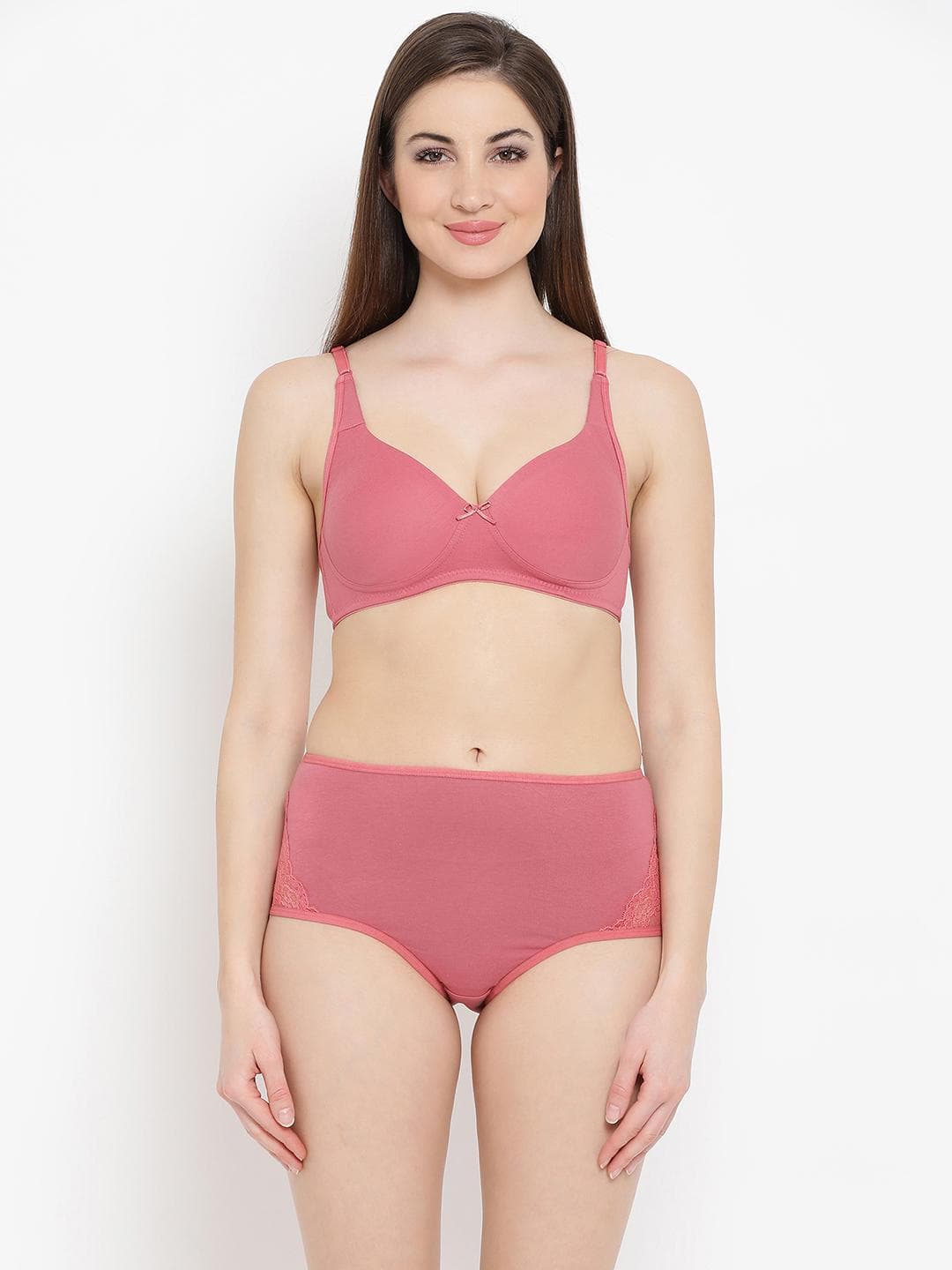 Clovia Women Pink Lingerie Set COMBBP07940B
