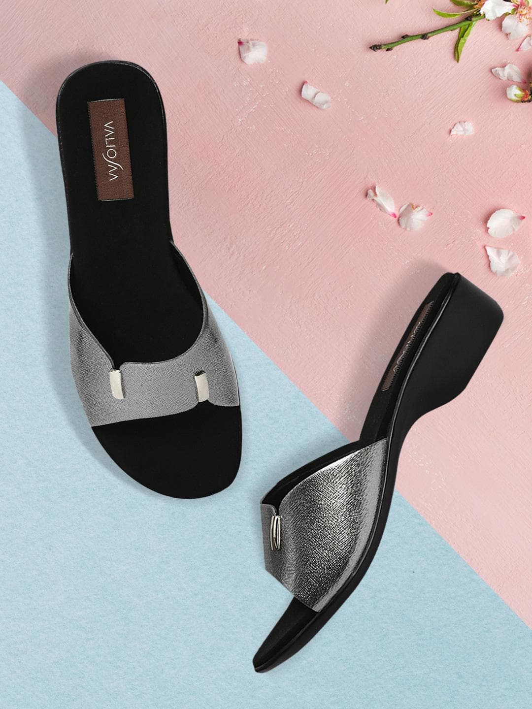 VALIOSAA Women Silver-Toned Solid Heels