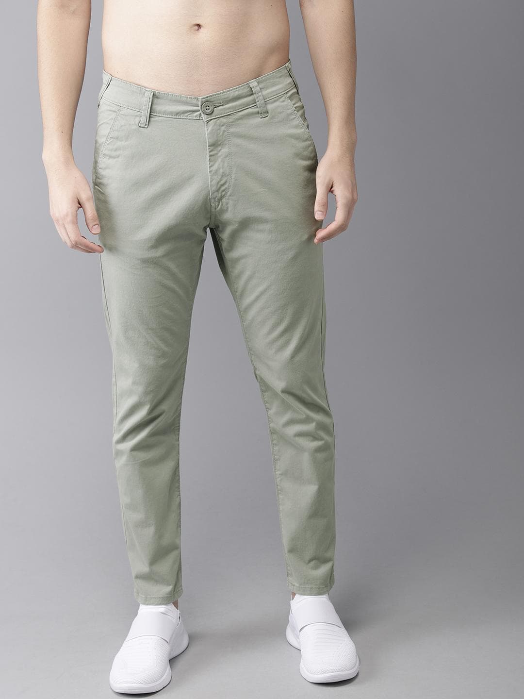 HERE&NOW Men Green Slim Fit Chinos