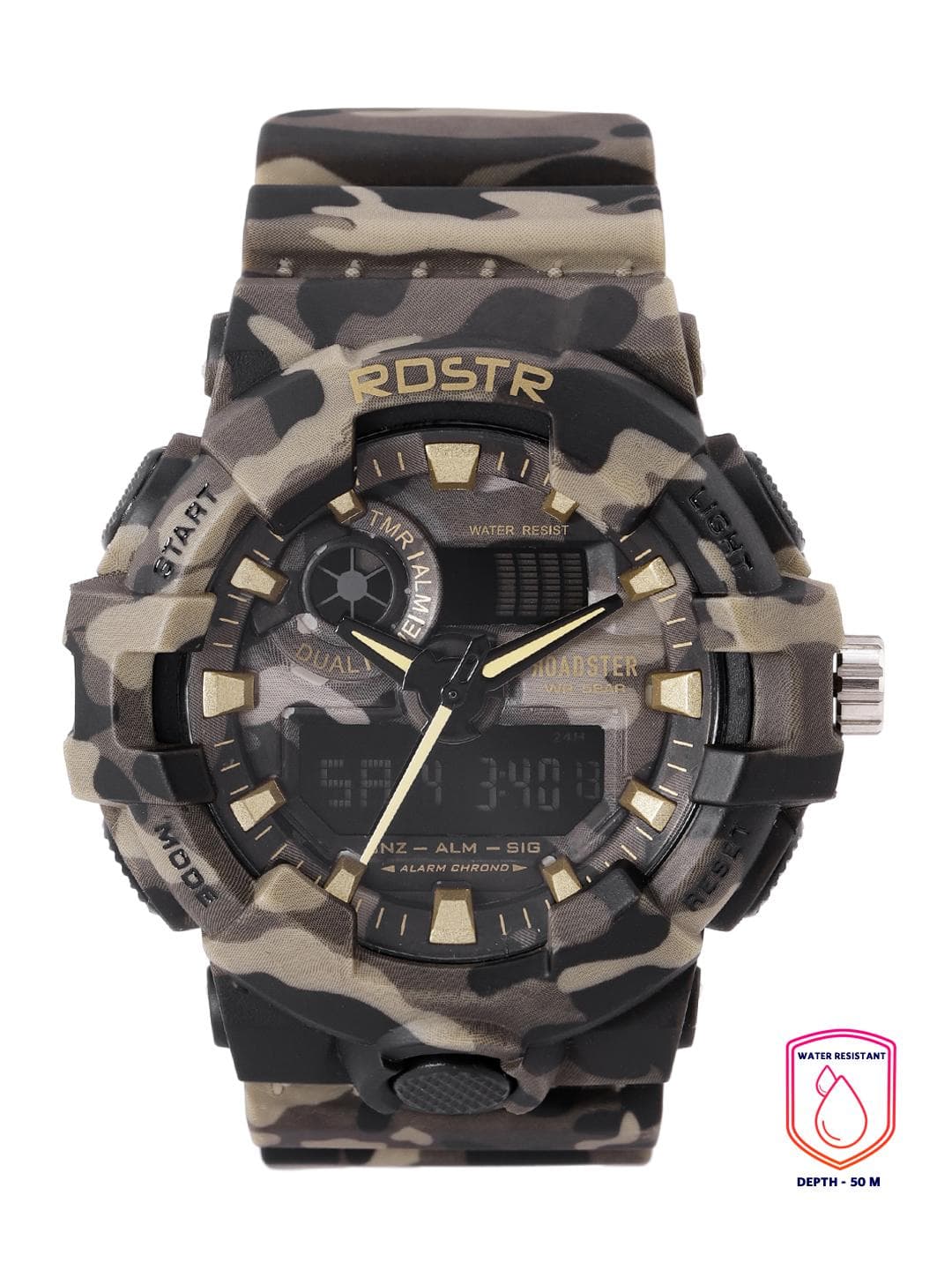 Buy The Roadster Lifestyle Co Men Olive Green Grey Camouflage Print Analogue And Digital Watch MFB PN SM 8001 - - Accessories for Men