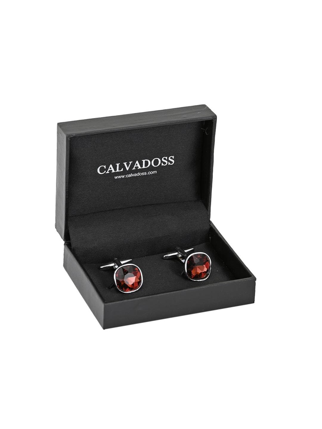 Calvadoss Maroon Diamond Shaped Cufflinks