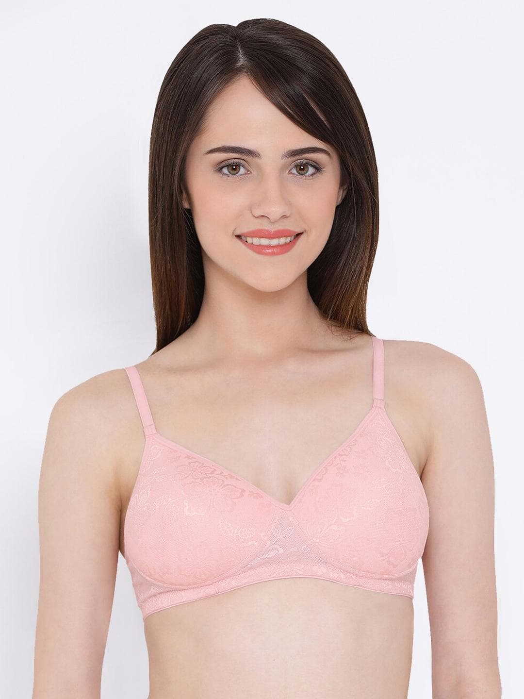 Clovia Pink Solid Non-Wired Lightly Padded Everyday Bra BR1479P2232B