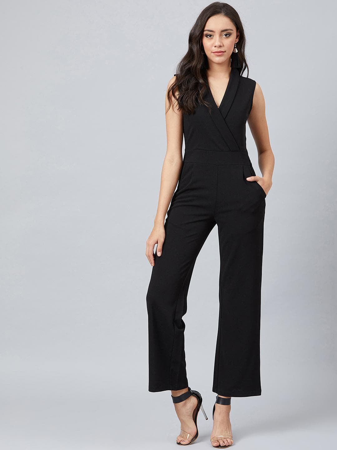 Athena Women Black Solid Basic Jumpsuit