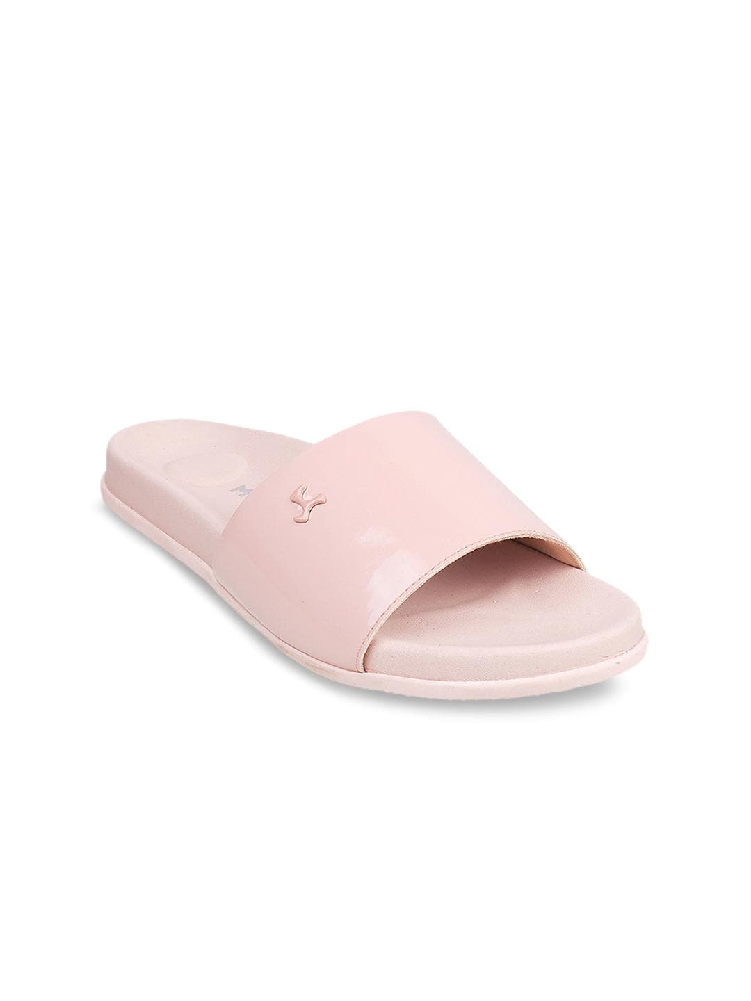 Mochi Women Pink Solid Cushioned Flat Sliders