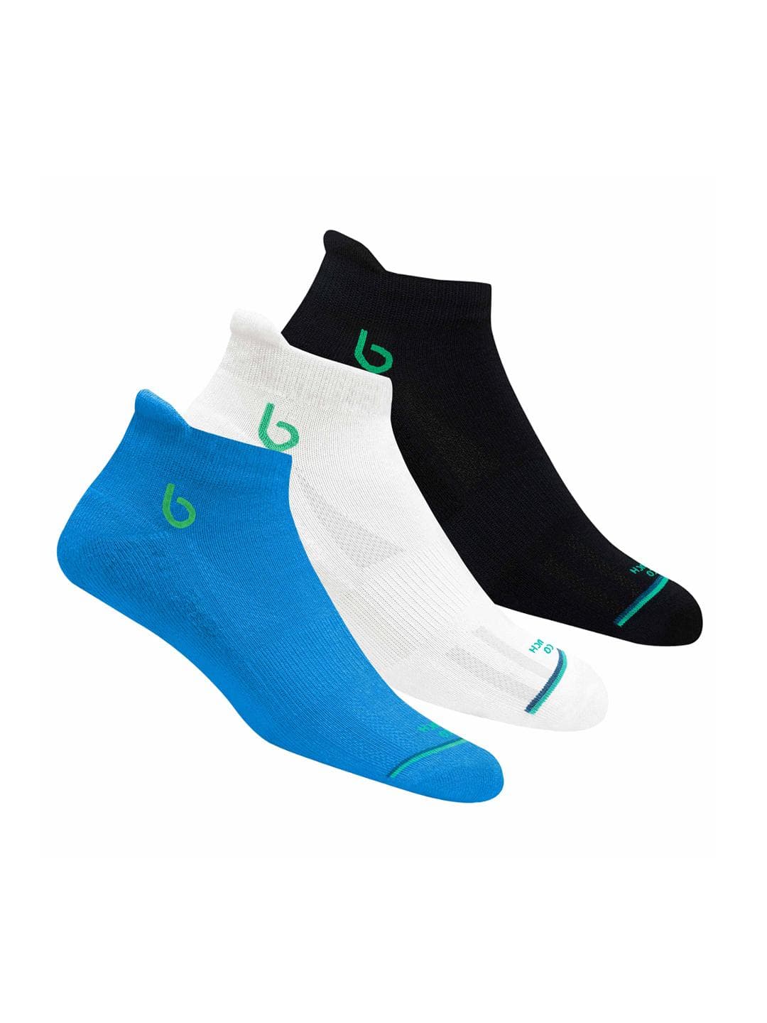 BAMBOS Men Set Of 3 Assorted Eco Touch Athletic Ankle-Length Socks for Running & Gym