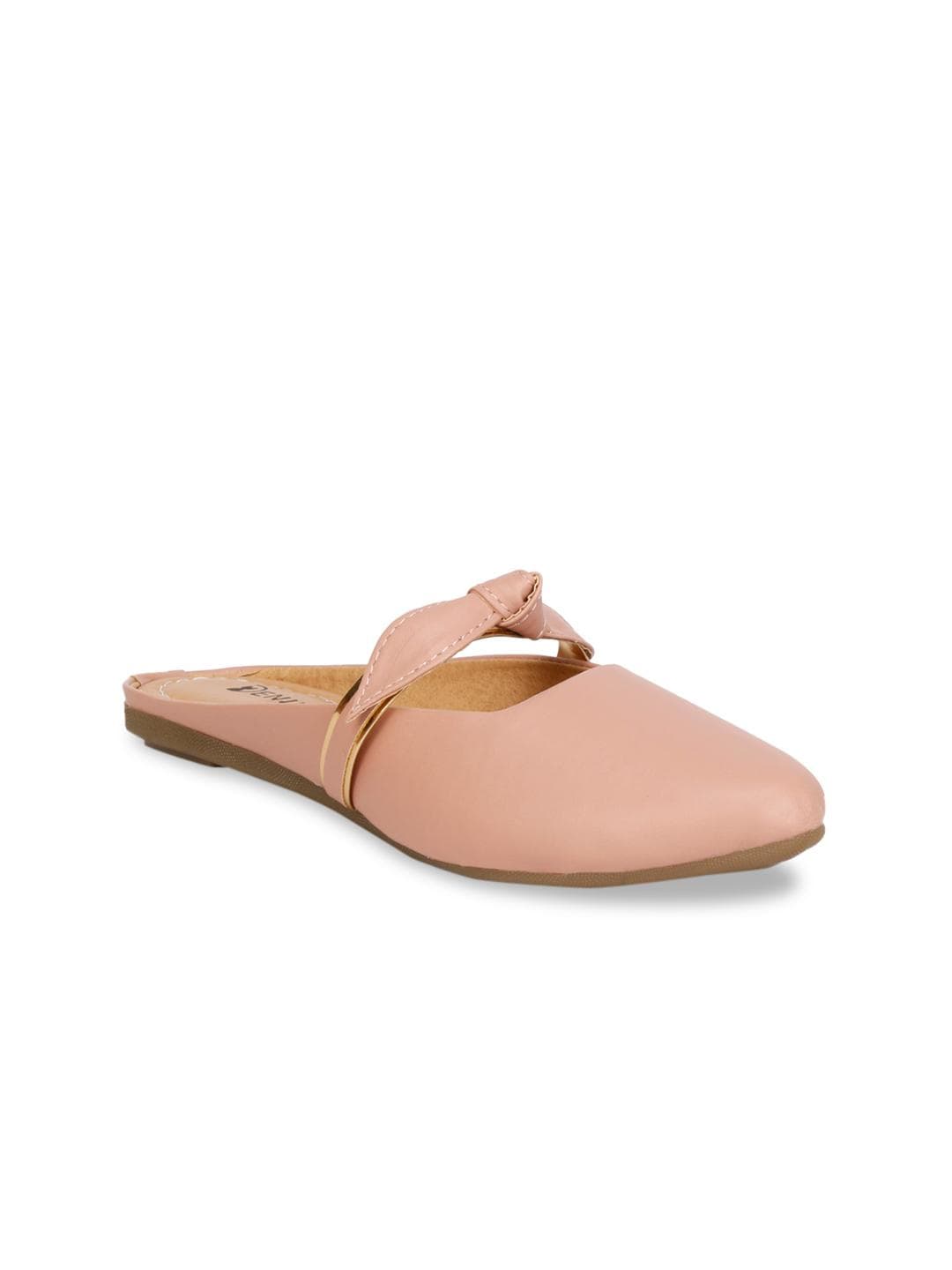 Denill Women Peach-Coloured Mules with Bows Flats